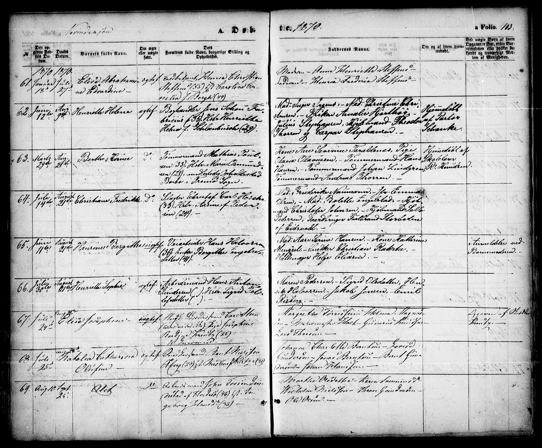 Arendal sokneprestkontor, Trefoldighet, SAK/1111-0040/F/Fa/L0007: Parish register (official) no. A 7, 1868-1878, p. 103