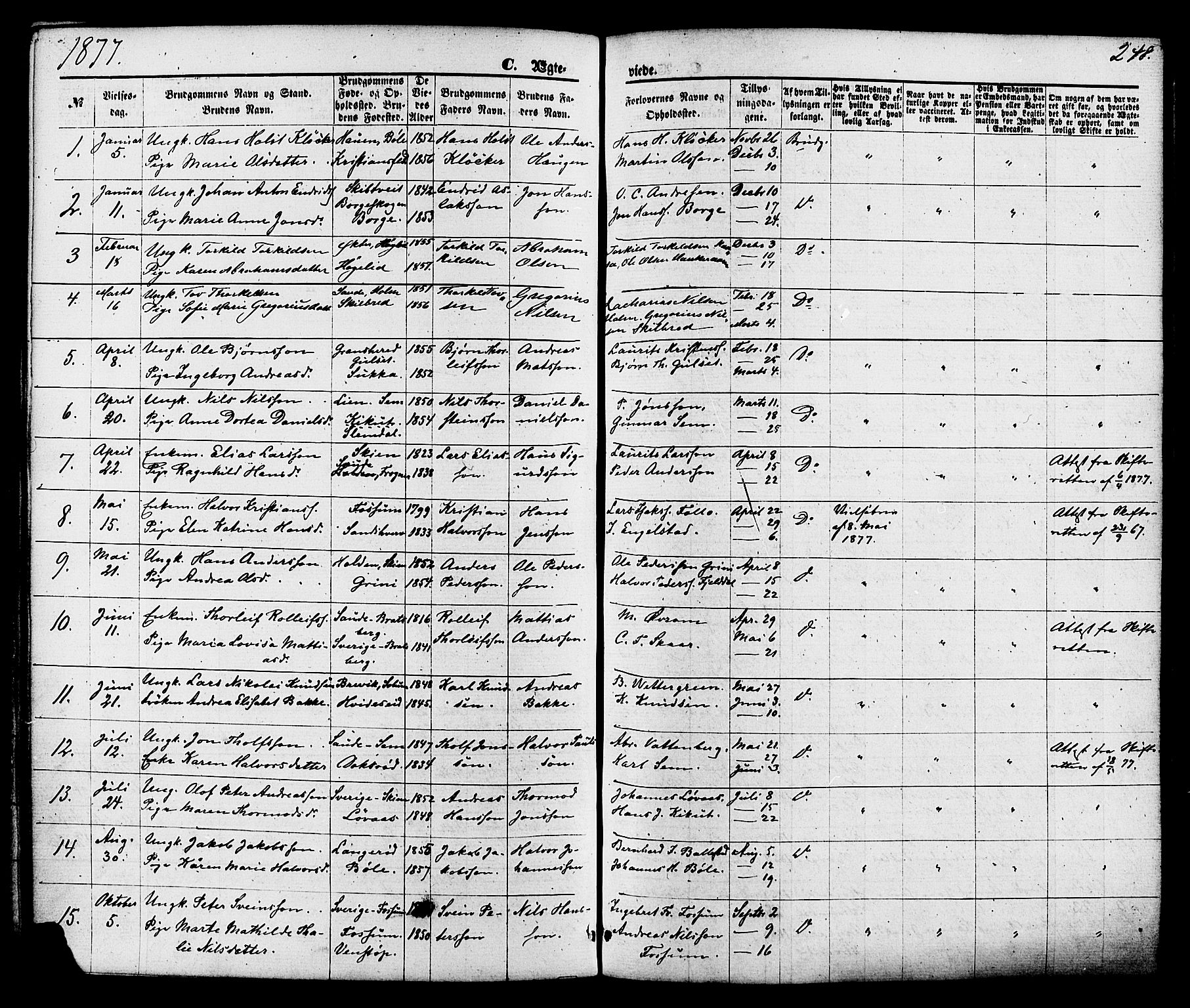 Gjerpen kirkebøker, SAKO/A-265/F/Fa/L0009: Parish register (official) no. I 9, 1872-1885, p. 248