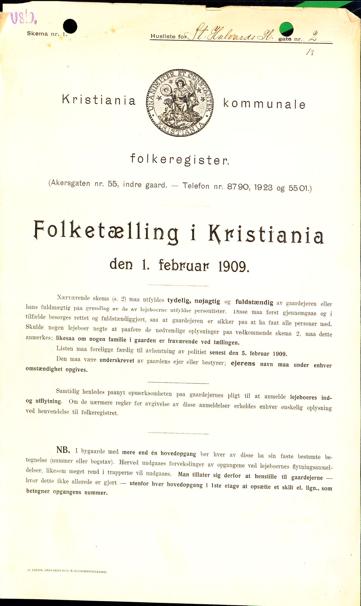 OBA, Municipal Census 1909 for Kristiania, 1909, p. 79877
