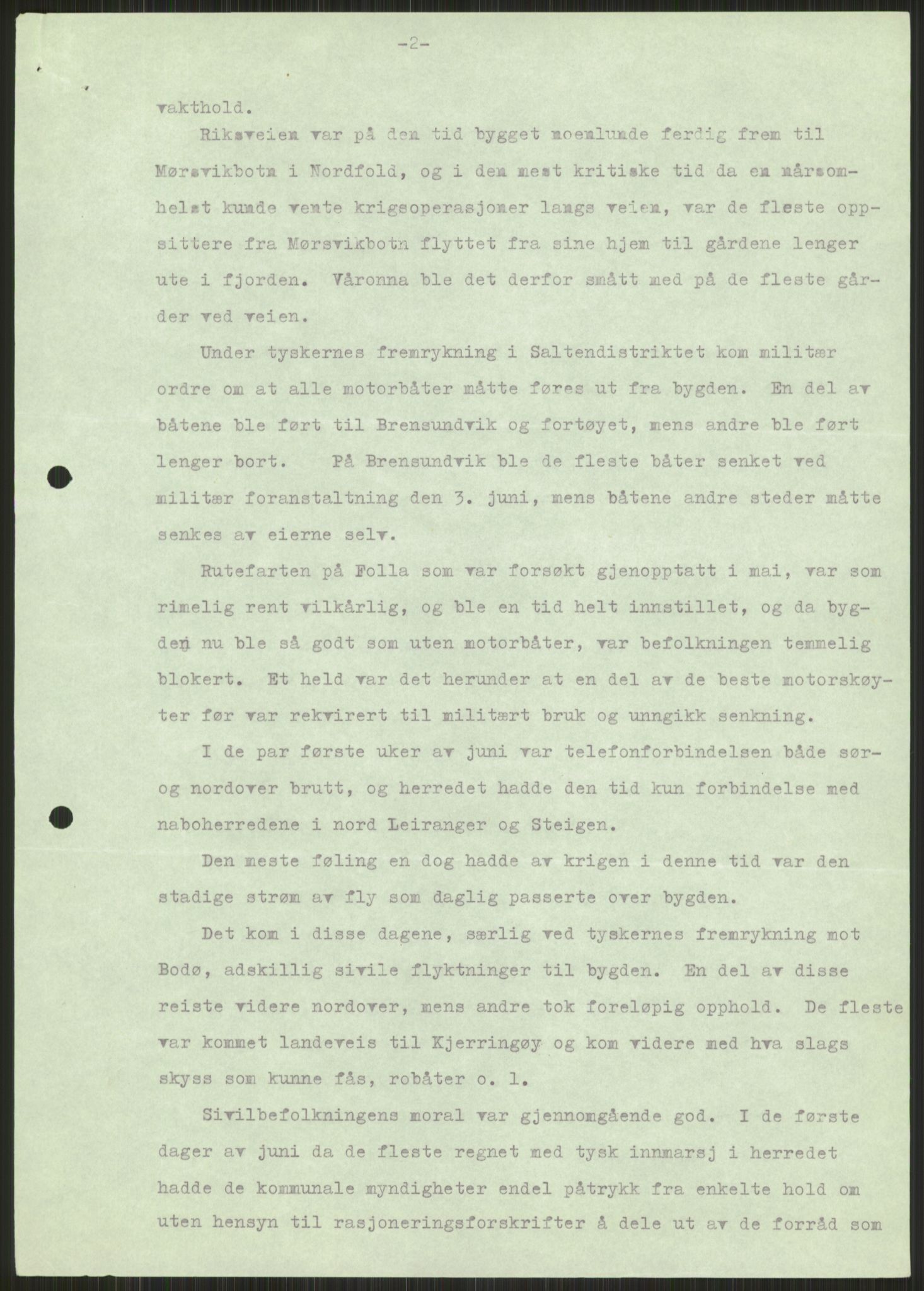 Forsvaret, Forsvarets krigshistoriske avdeling, AV/RA-RAFA-2017/Y/Ya/L0017: II-C-11-31 - Fylkesmenn.  Rapporter om krigsbegivenhetene 1940., 1940, p. 259