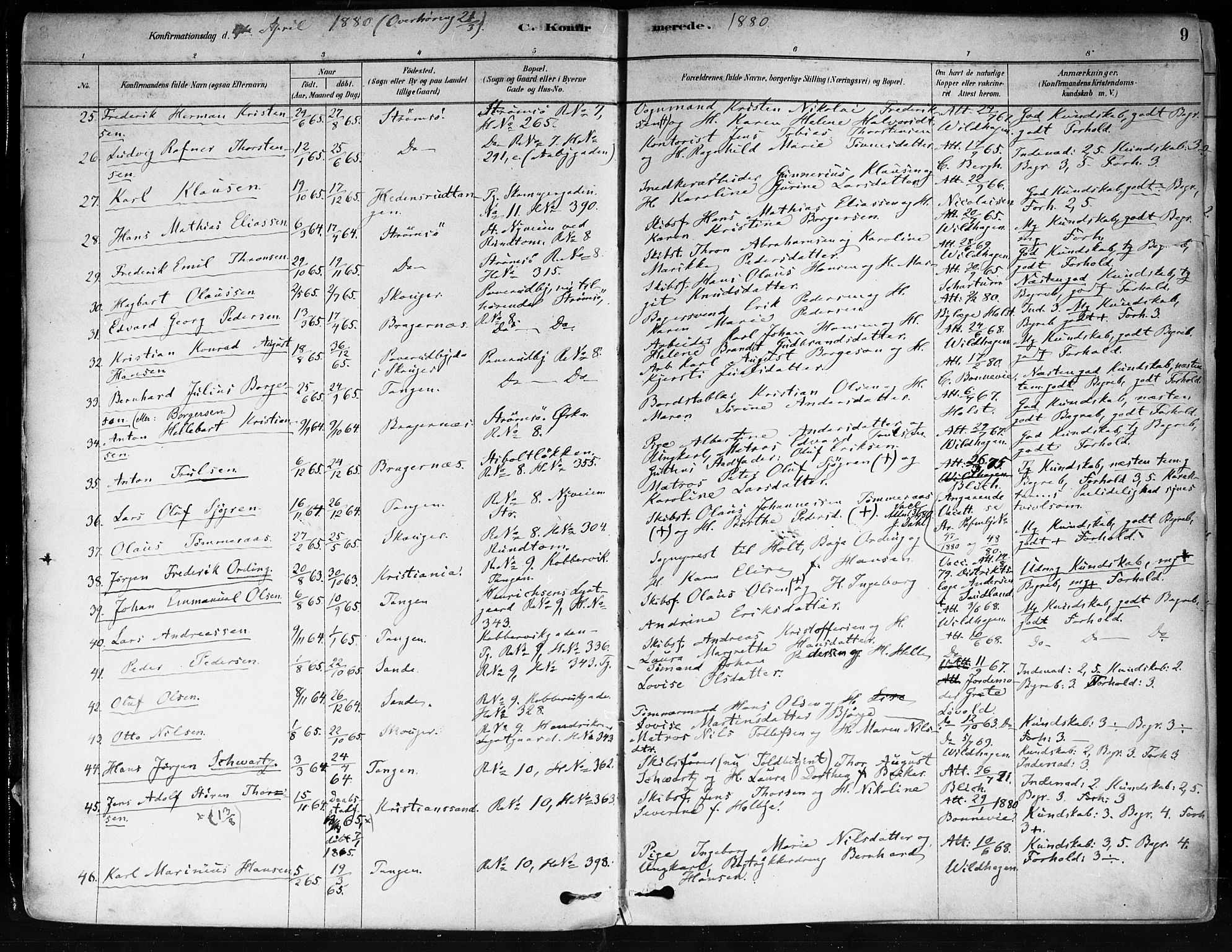 Strømsø kirkebøker, SAKO/A-246/F/Fa/L0022: Parish register (official) no. I 22, 1879-1899, p. 9