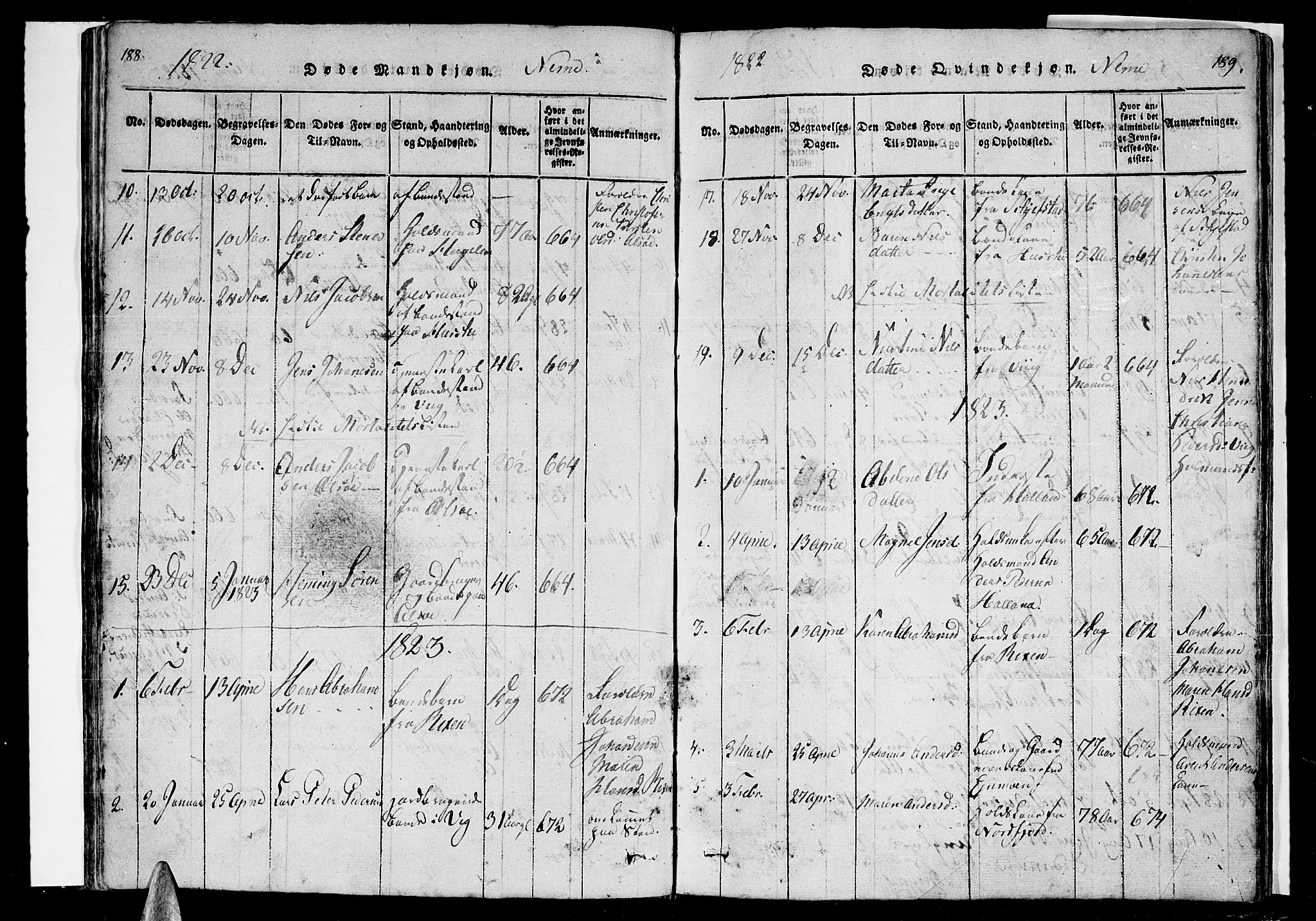 Ministerialprotokoller, klokkerbøker og fødselsregistre - Nordland, AV/SAT-A-1459/838/L0546: Parish register (official) no. 838A05 /1, 1820-1828, p. 188-189