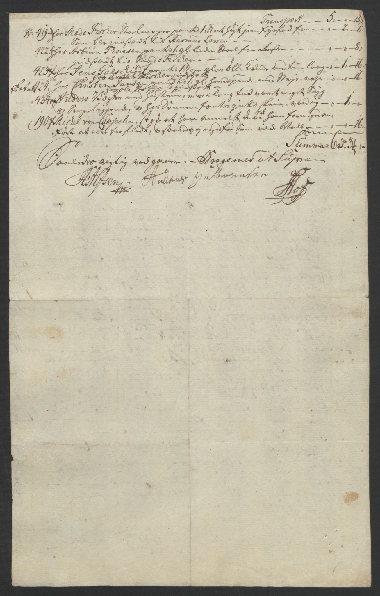 Rentekammeret inntil 1814, Reviderte regnskaper, Byregnskaper, AV/RA-EA-4066/R/Rf/L0119/0001: [F2] Kontribusjonsregnskap / Ekstraskatt, 1762-1767, p. 247