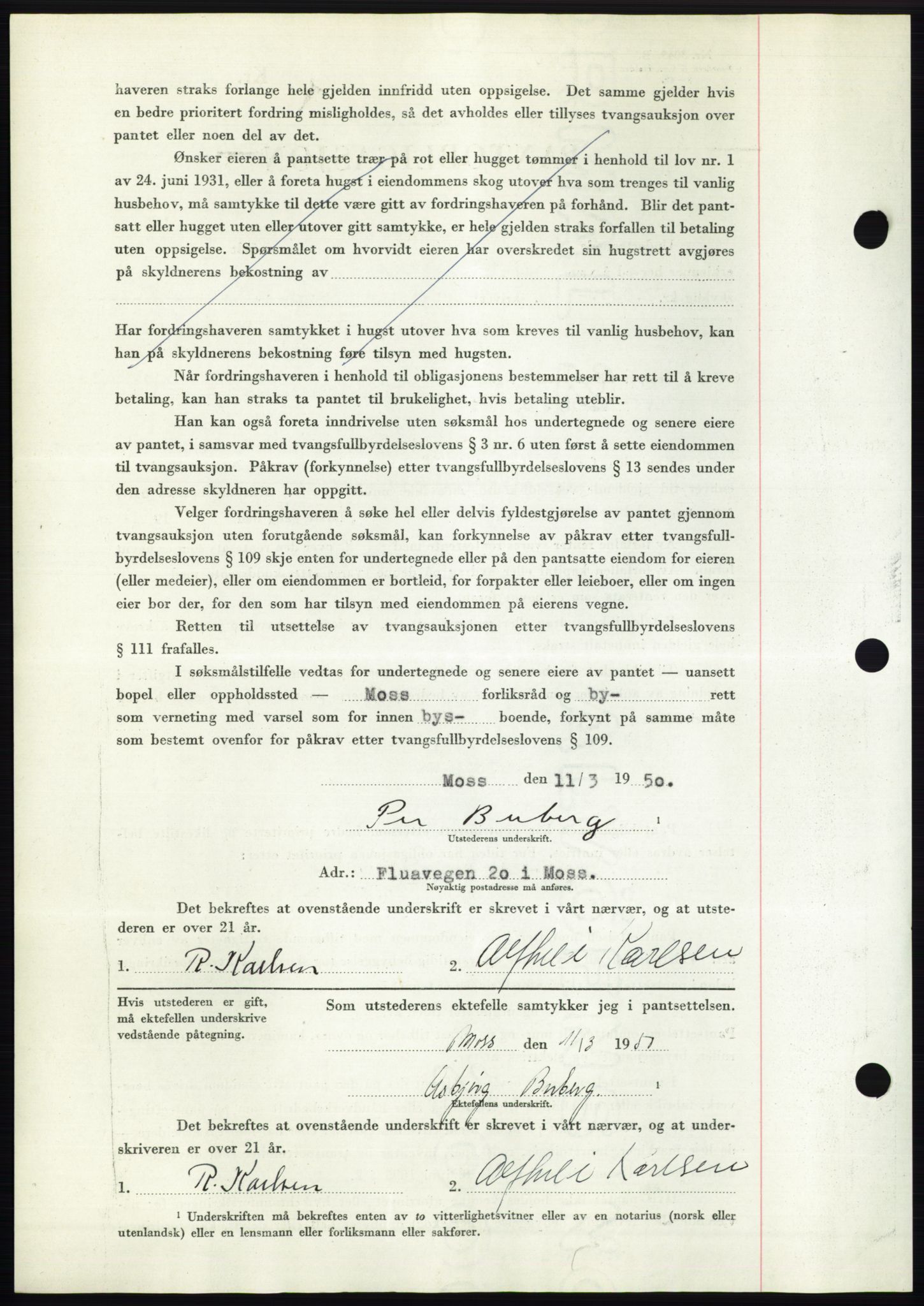 Moss sorenskriveri, AV/SAO-A-10168: Mortgage book no. B24, 1950-1950, Diary no: : 838/1950