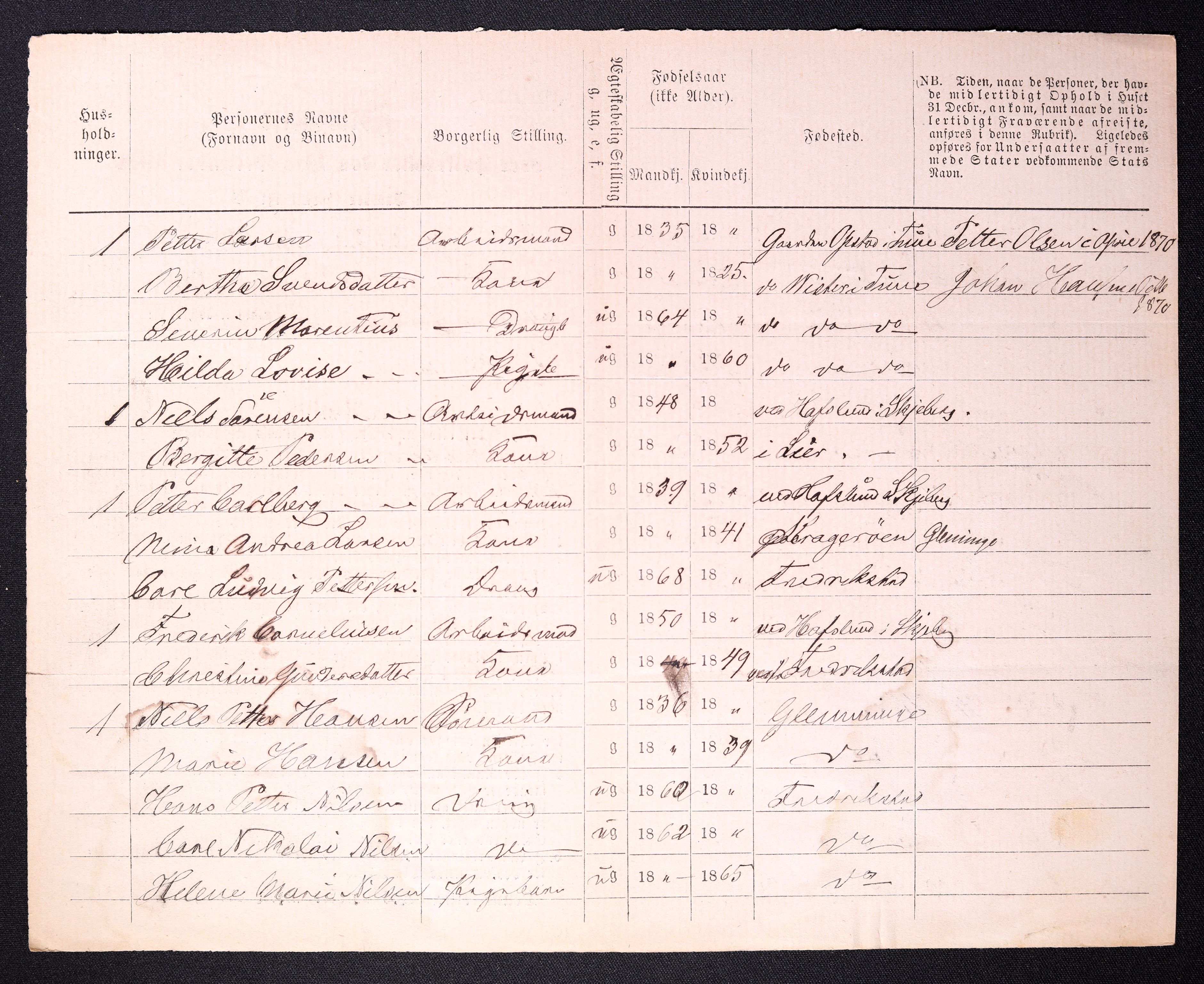 RA, 1870 census for 0103 Fredrikstad, 1870, p. 1178