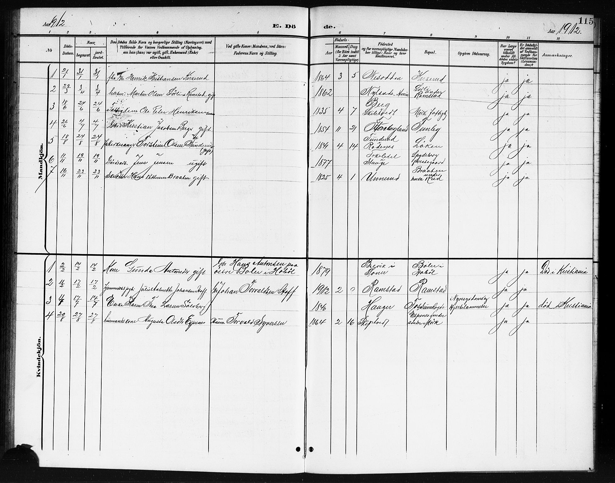 Spydeberg prestekontor Kirkebøker, AV/SAO-A-10924/G/Ga/L0002: Parish register (copy) no. I 2, 1901-1922, p. 115