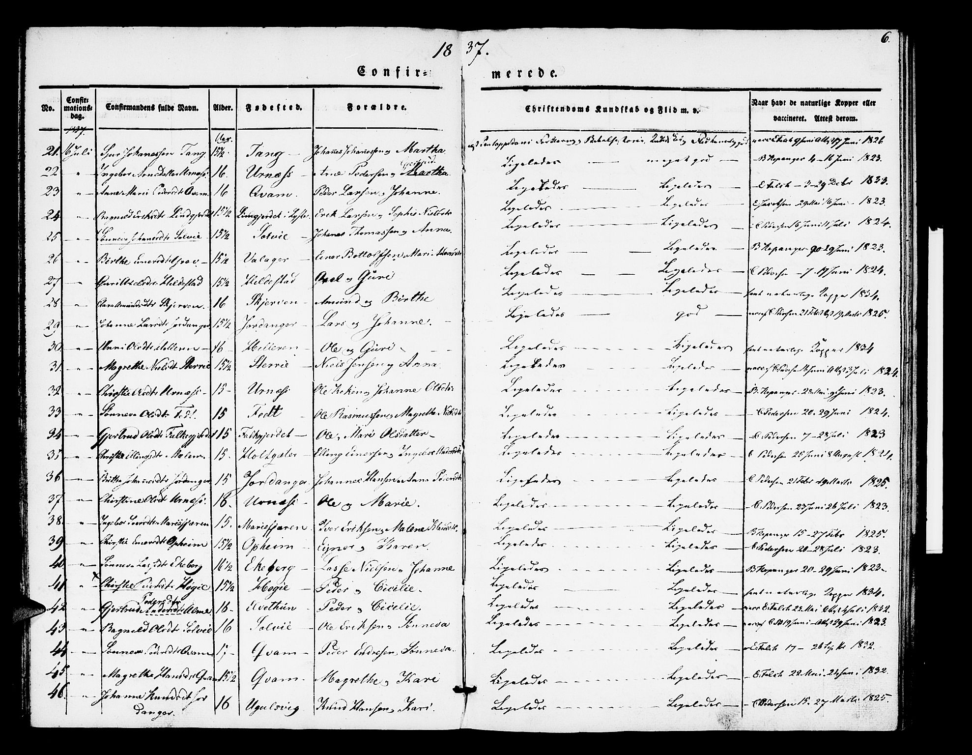 Hafslo sokneprestembete, SAB/A-80301/H/Haa/Haaa/L0006: Parish register (official) no. A 6, 1835-1851, p. 6