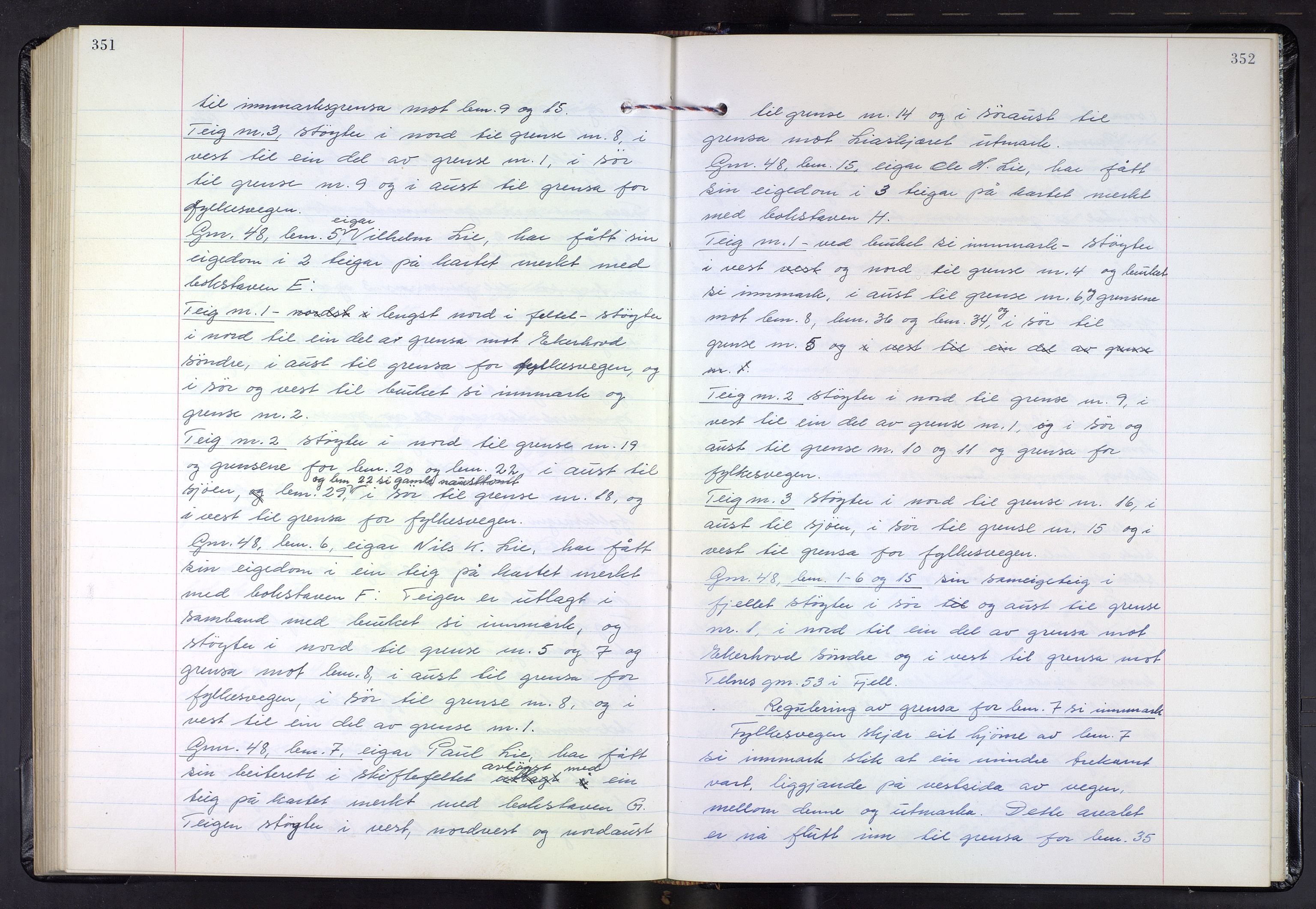 Hordaland jordskiftedøme - III Midhordland jordskiftedistrikt, AV/SAB-A-7001/A/Aa/L0037: Forhandlingsprotokoll, 1965-1970, p. 351-352