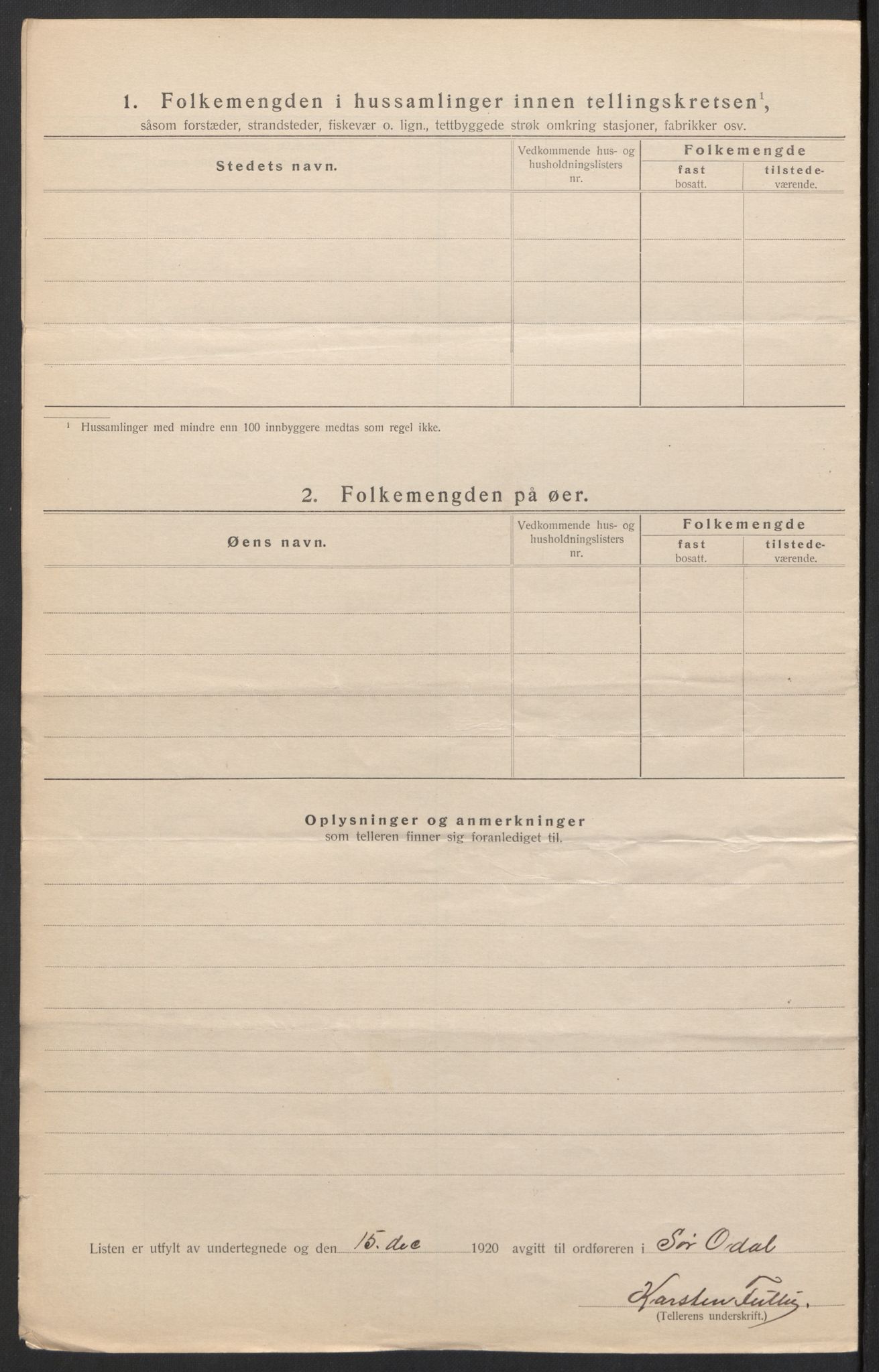 SAH, 1920 census for Sør-Odal, 1920, p. 8