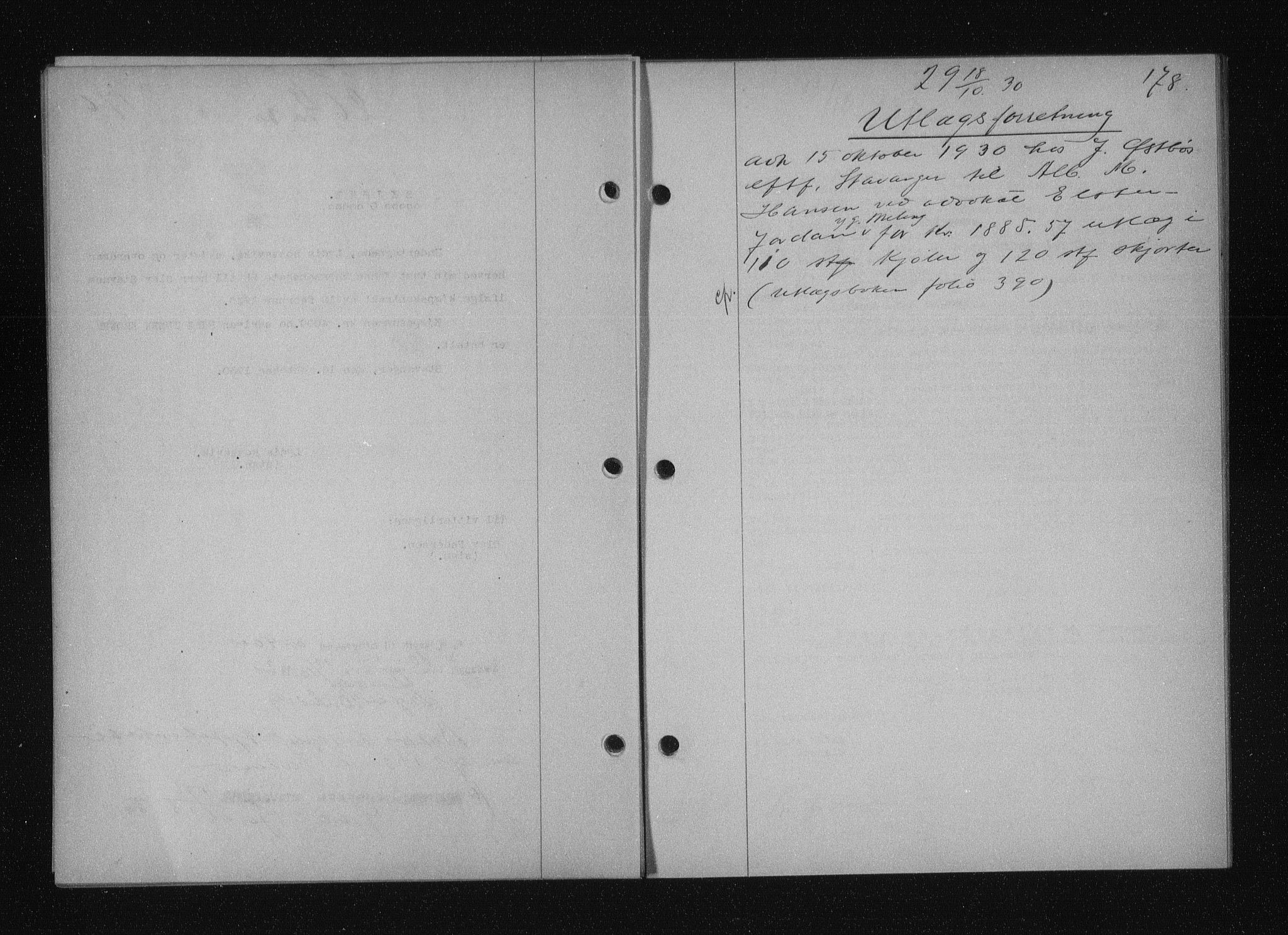Stavanger byfogd, SAST/A-101408/001/4/41/410/410BB/L0058: Mortgage book no. 48, 1930-1931, Deed date: 18.10.1930