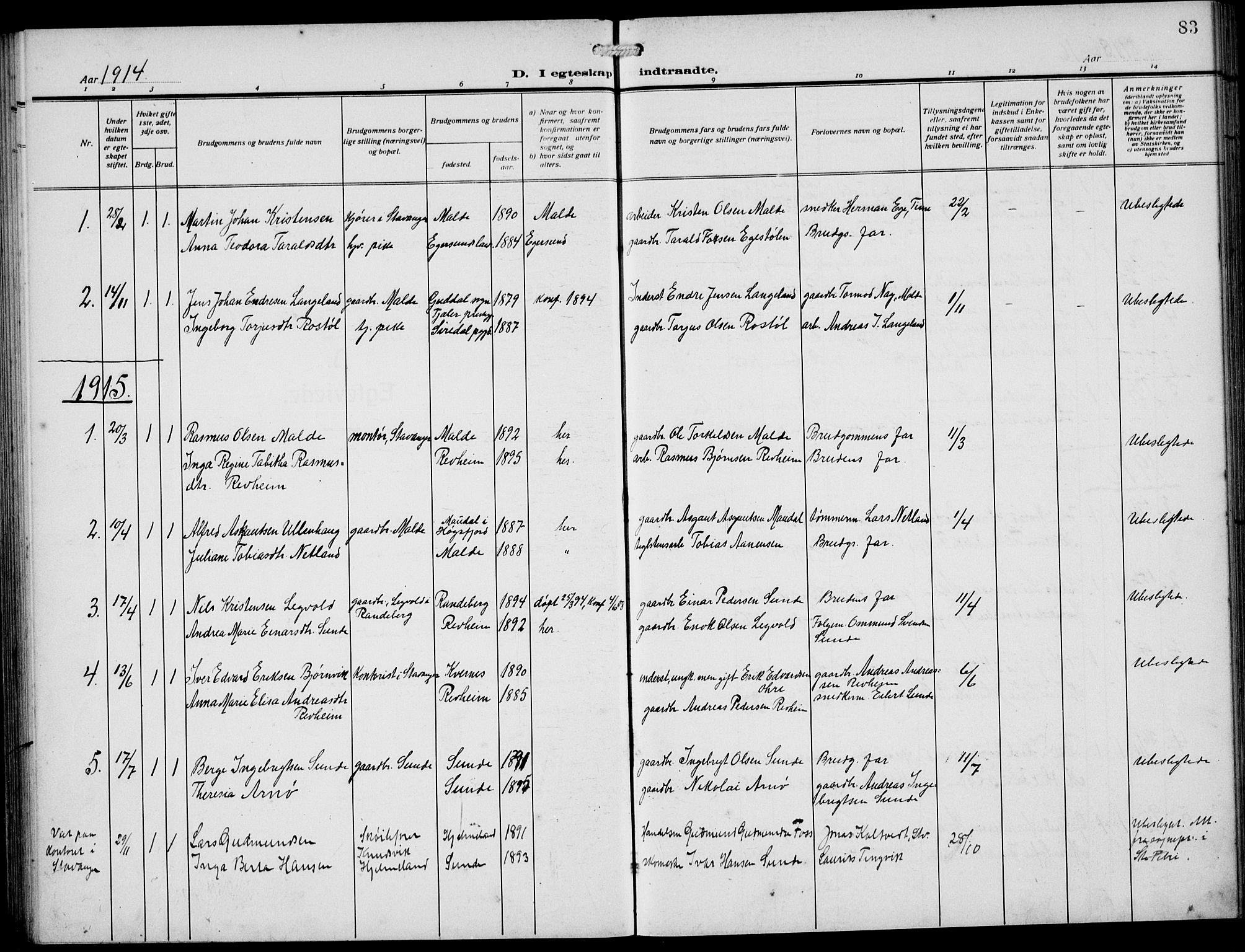 Håland sokneprestkontor, AV/SAST-A-101802/002/A/L0001: Parish register (copy) no. B 6, 1914-1940, p. 83