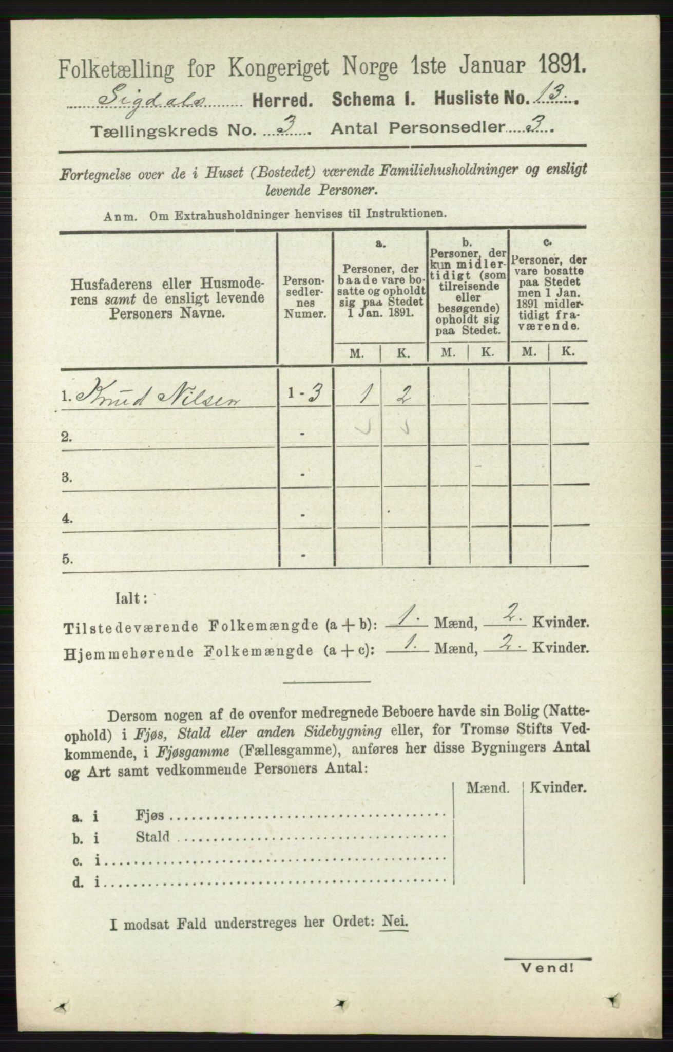 RA, 1891 census for 0621 Sigdal, 1891, p. 1293