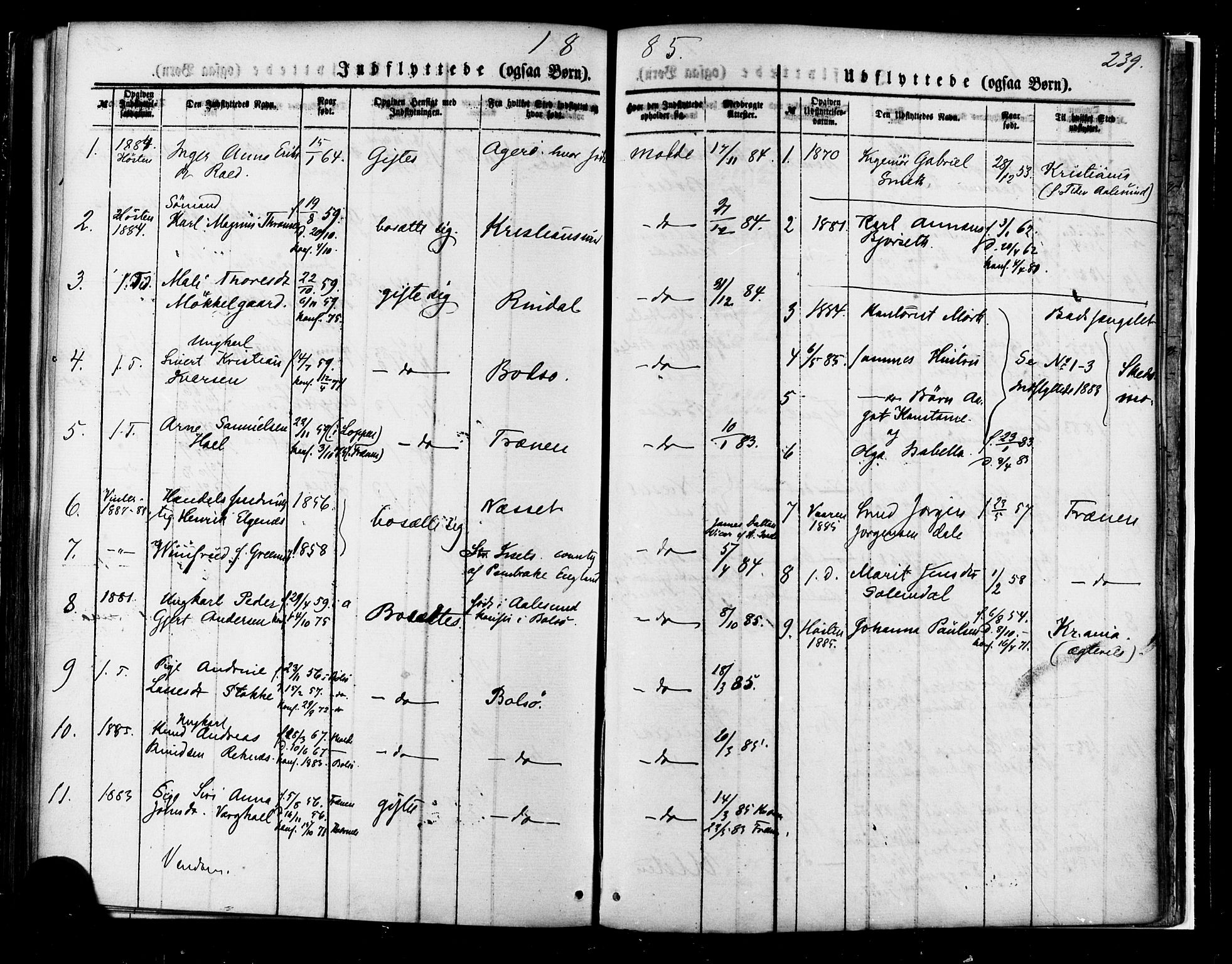 Ministerialprotokoller, klokkerbøker og fødselsregistre - Møre og Romsdal, AV/SAT-A-1454/558/L0691: Parish register (official) no. 558A05, 1873-1886, p. 239