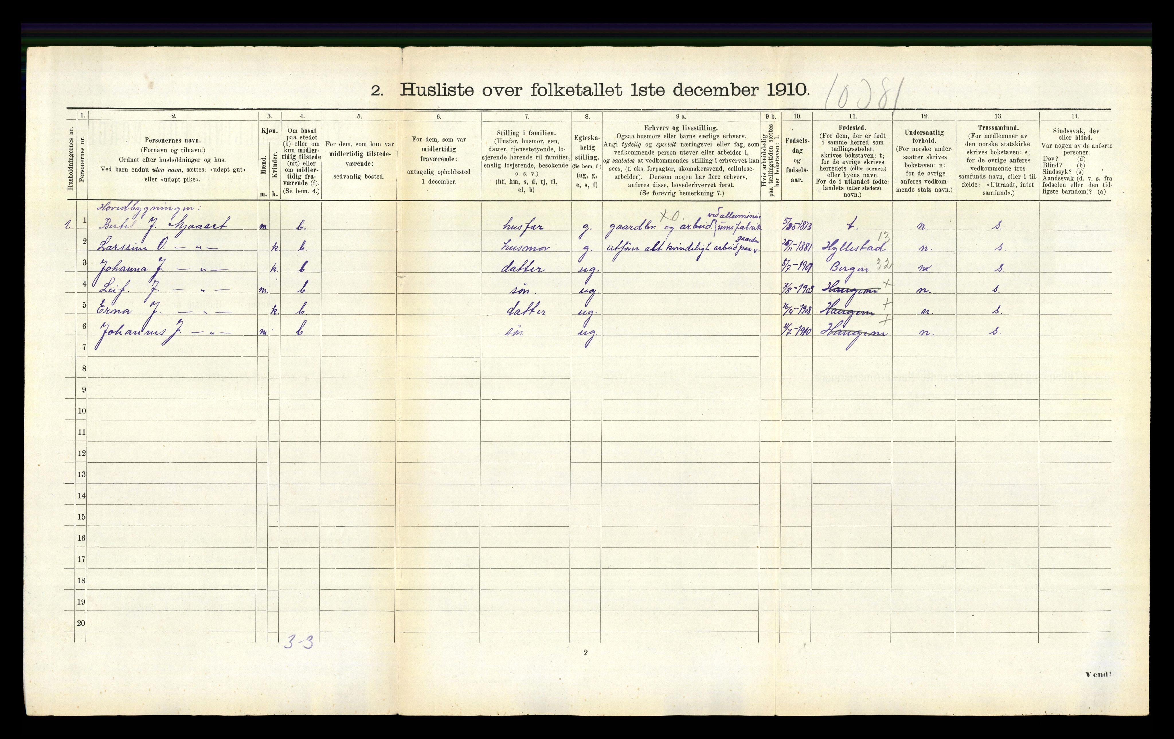 RA, 1910 census for Askvoll, 1910, p. 136