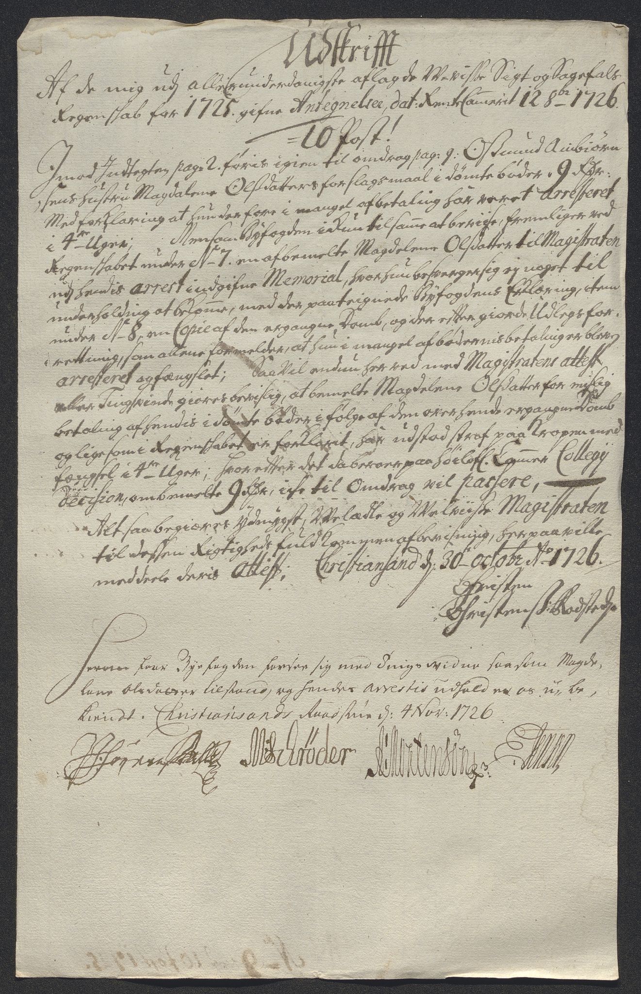 Rentekammeret inntil 1814, Reviderte regnskaper, Byregnskaper, AV/RA-EA-4066/R/Rm/L0286: [M19] Sikt og sakefall, 1719-1727, p. 485
