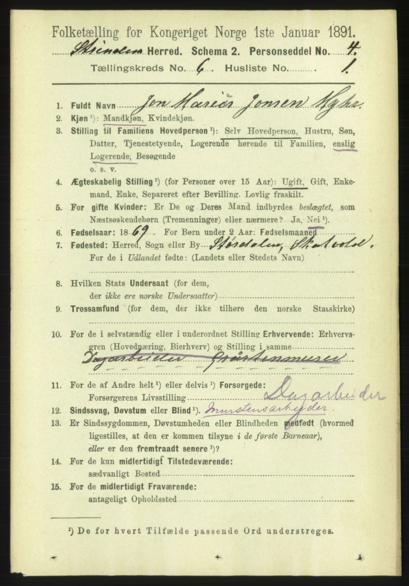 RA, 1891 census for 1660 Strinda, 1891, p. 5299