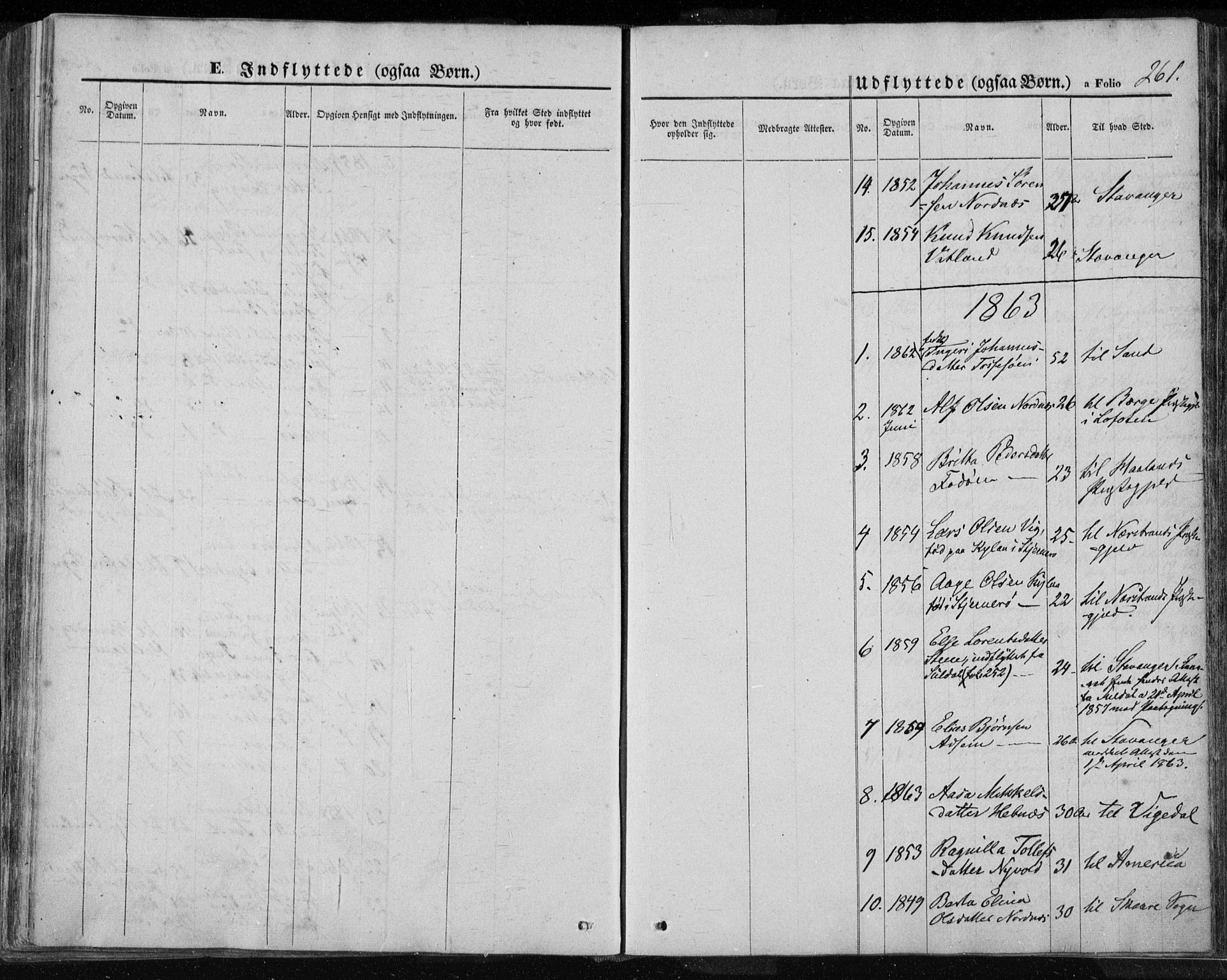 Jelsa sokneprestkontor, AV/SAST-A-101842/01/IV: Parish register (official) no. A 7, 1854-1866, p. 261