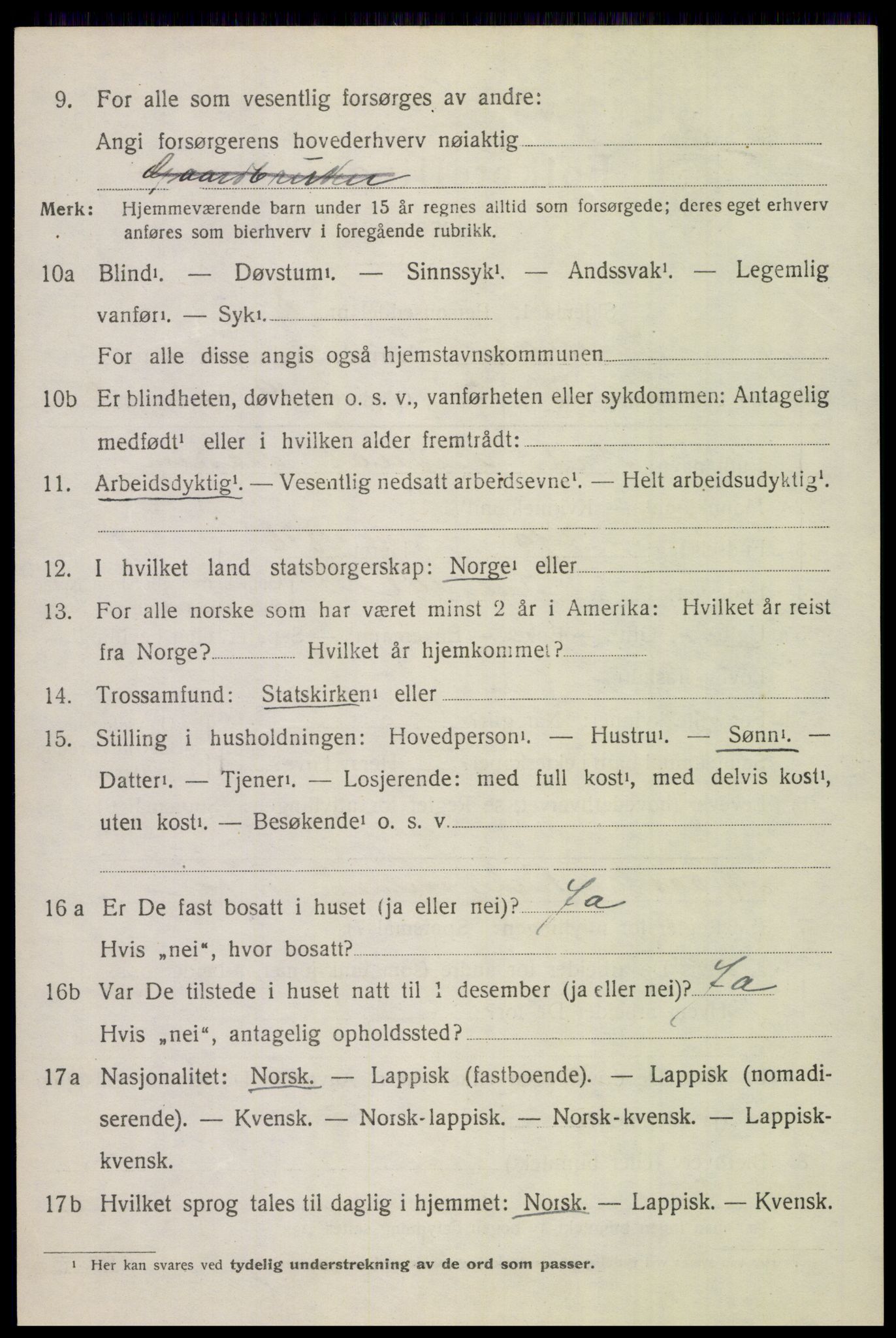 SAT, 1920 census for Saltdal, 1920, p. 6444