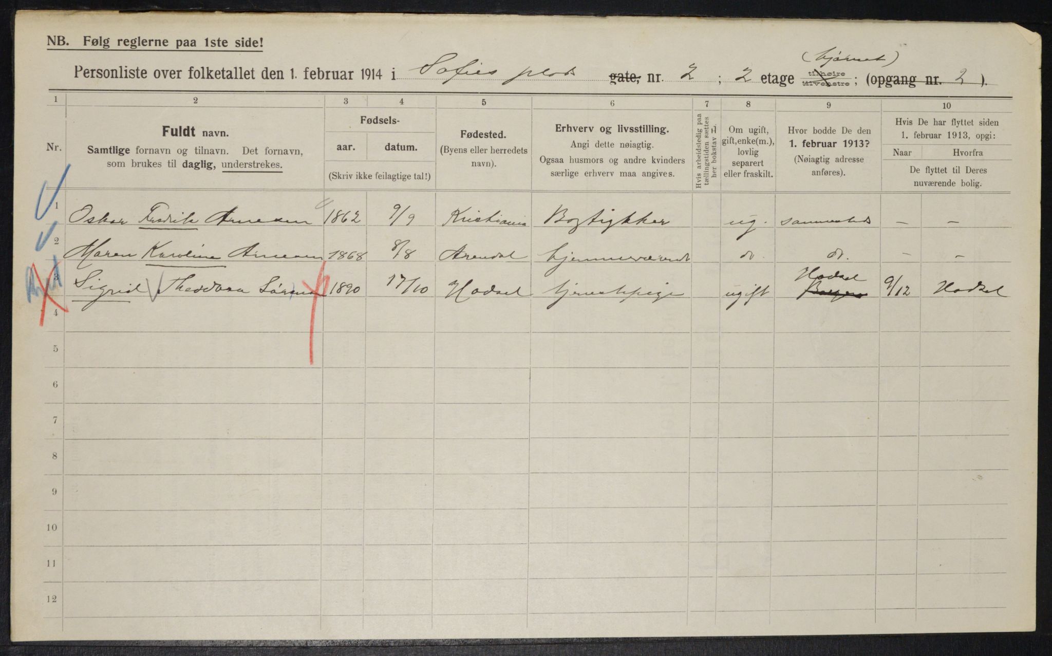 OBA, Municipal Census 1914 for Kristiania, 1914, p. 99251