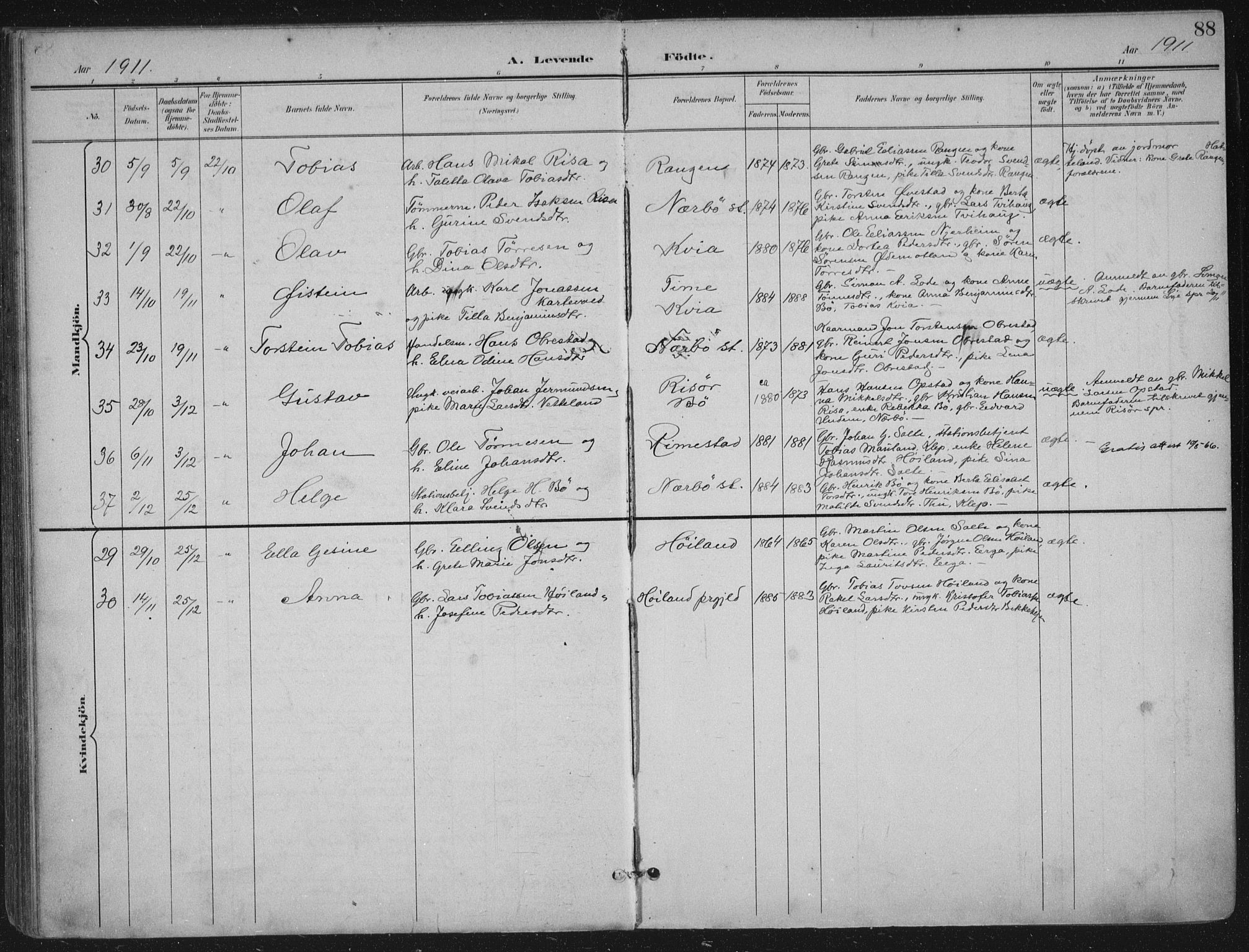 Hå sokneprestkontor, AV/SAST-A-101801/002/B/L0001: Parish register (official) no. A 11, 1897-1924, p. 88