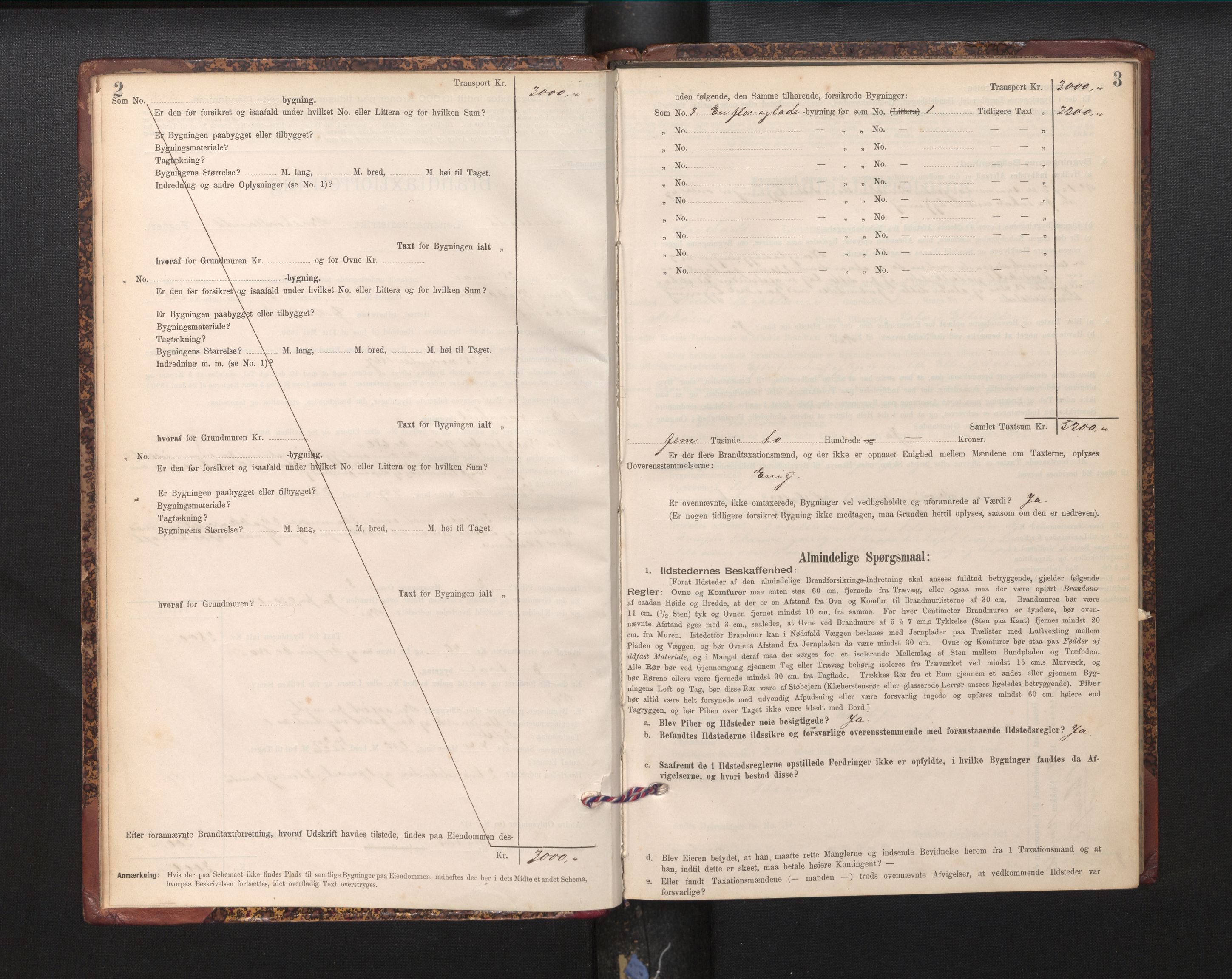 Lensmannen i Årstad, AV/SAB-A-36201/0012/L0012: Branntakstprotokoll,skjematakst, 1898-1906, p. 2-3