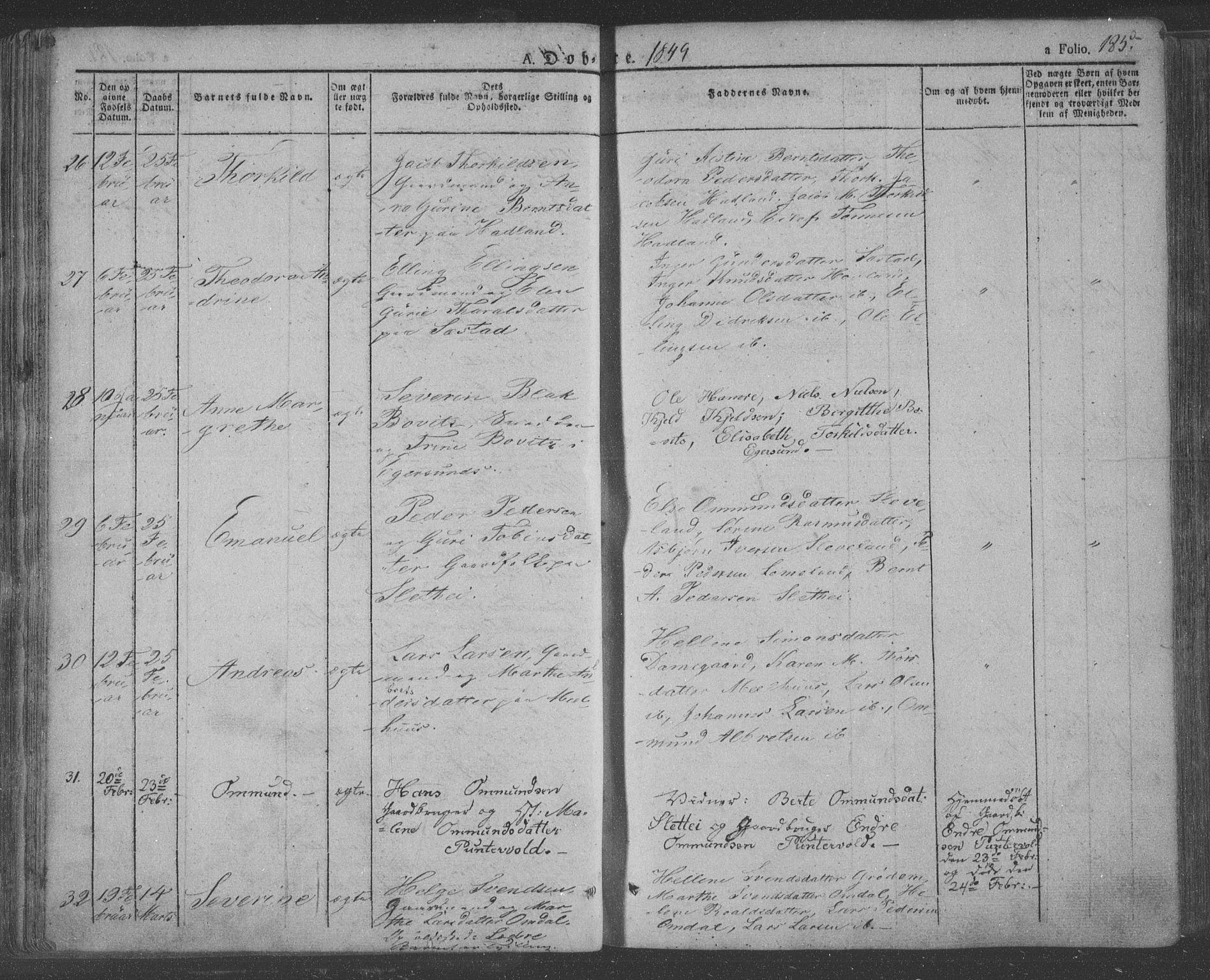 Eigersund sokneprestkontor, AV/SAST-A-101807/S08/L0009: Parish register (official) no. A 9, 1827-1850, p. 185