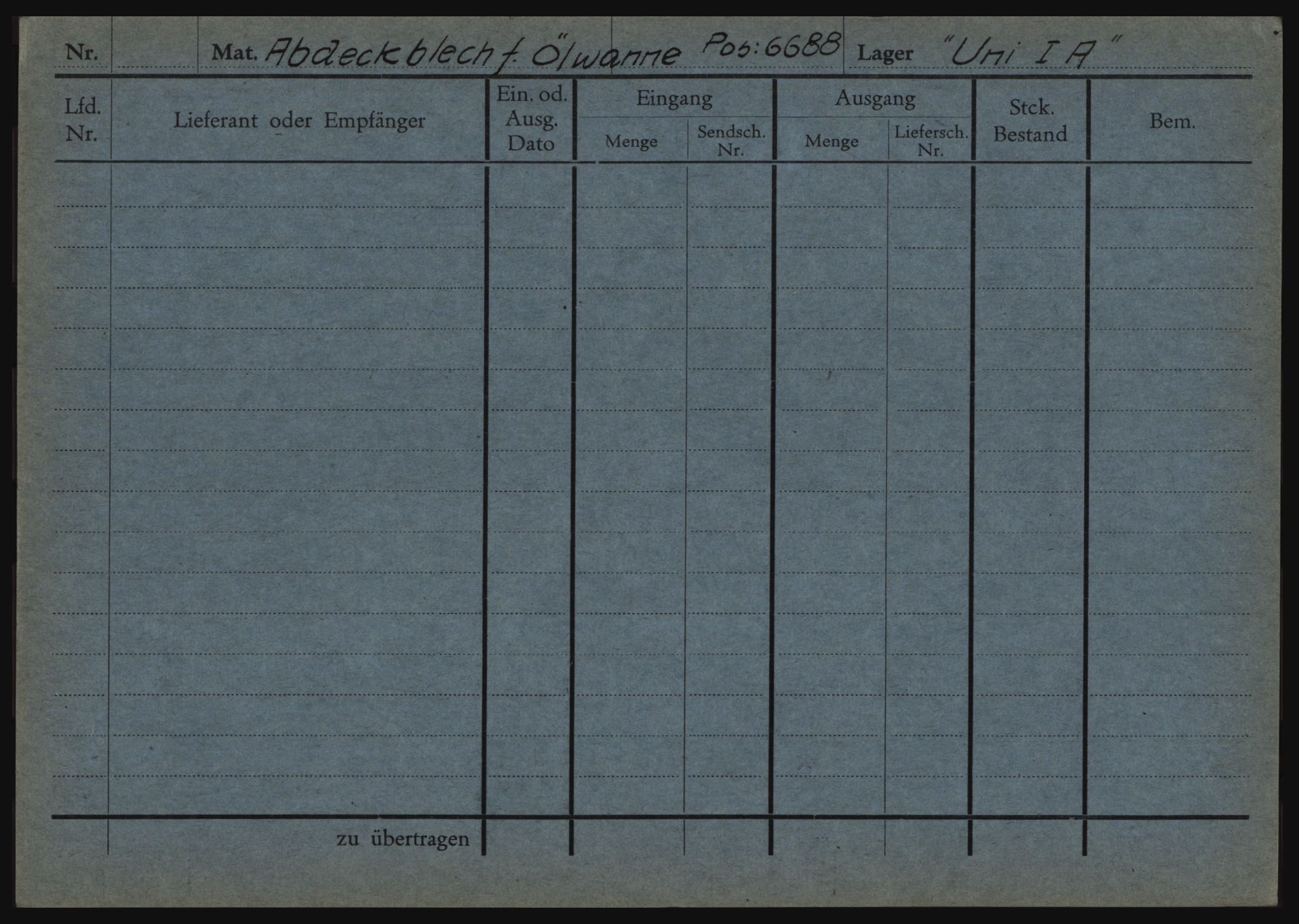 Tyske arkiver, Organisation Todt (OT), Einsatzgruppe Wiking, AV/RA-RAFA-2188/1/O/O12/L0002: Kartotek - Elektromaterial etc A-Z, 1940-1945, p. 20