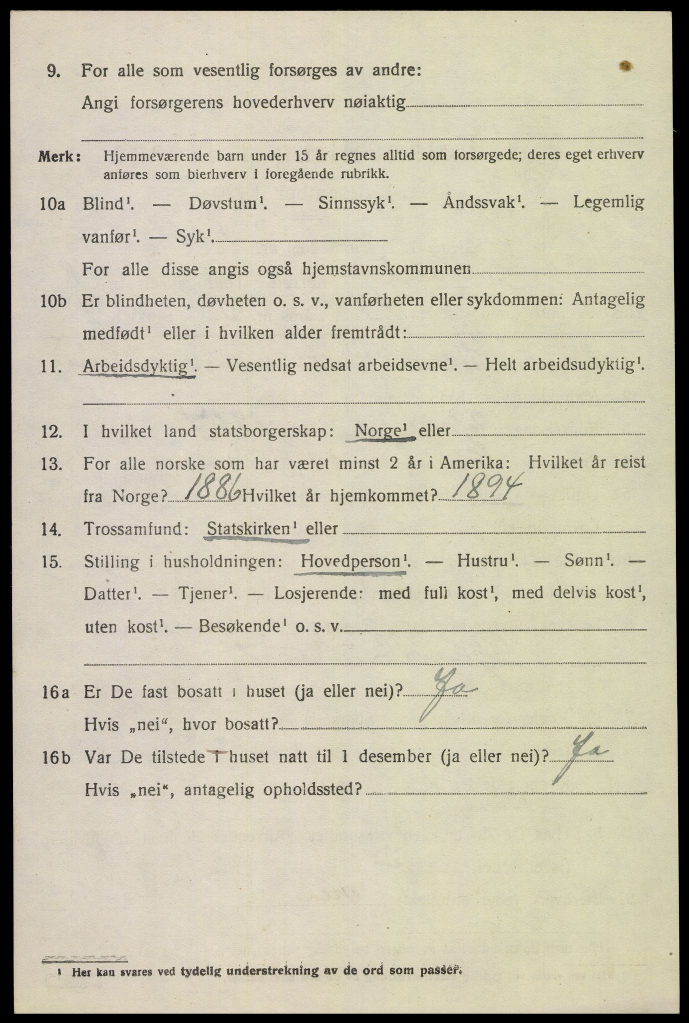 SAK, 1920 census for Fjotland, 1920, p. 2175