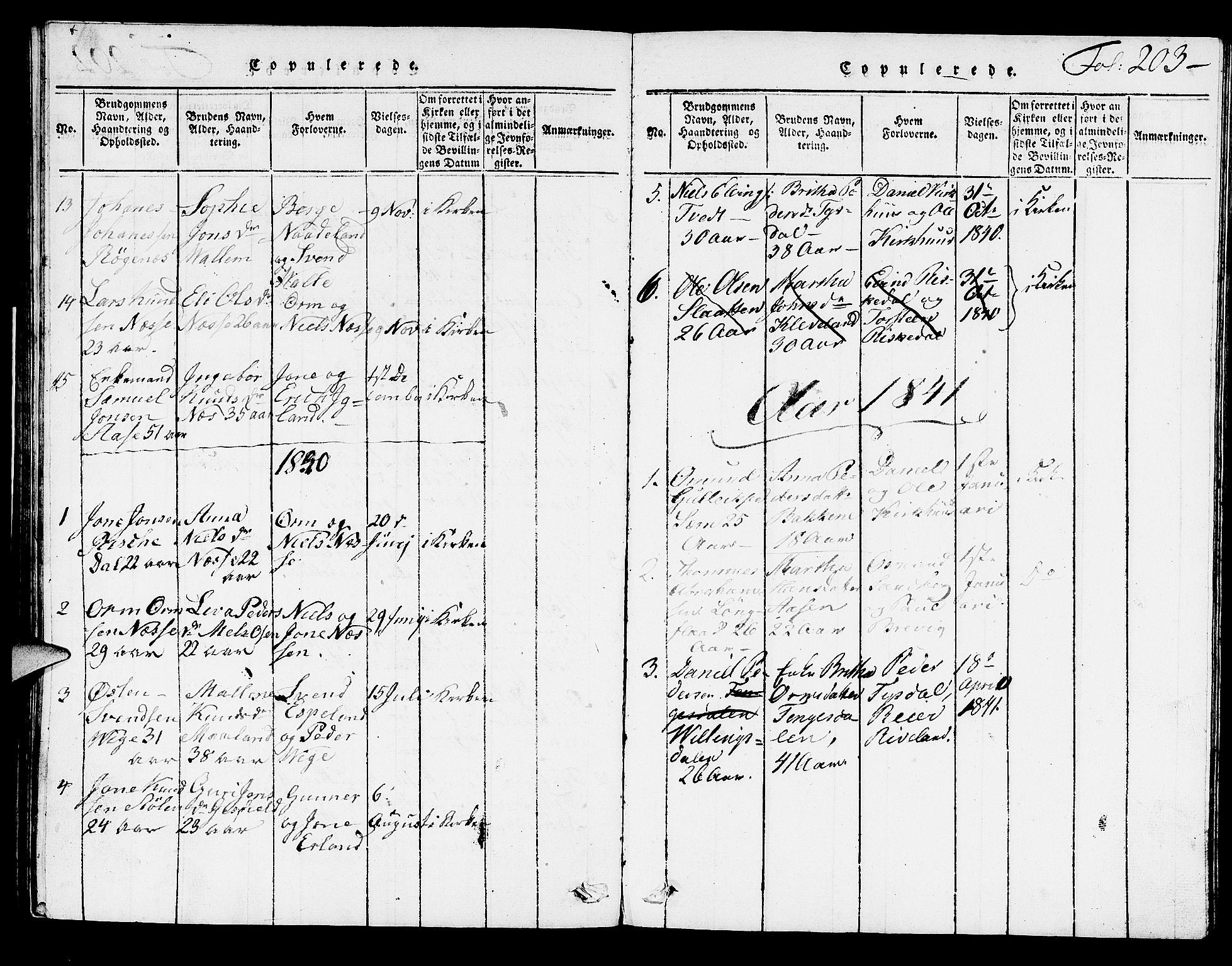 Hjelmeland sokneprestkontor, SAST/A-101843/01/V/L0002: Parish register (copy) no. B 2, 1816-1841, p. 203