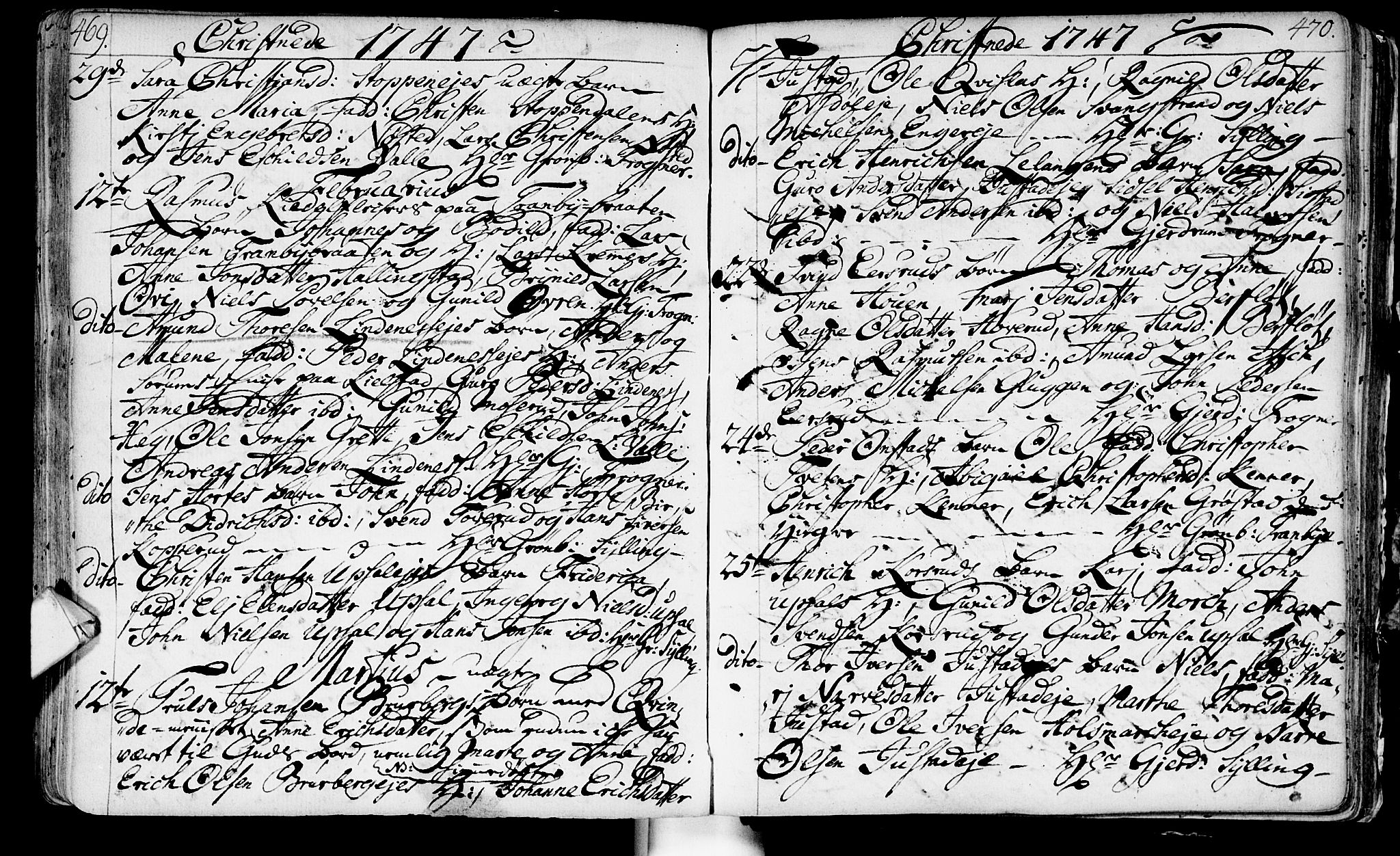 Lier kirkebøker, AV/SAKO-A-230/F/Fa/L0003: Parish register (official) no. I 3, 1727-1748, p. 469-470