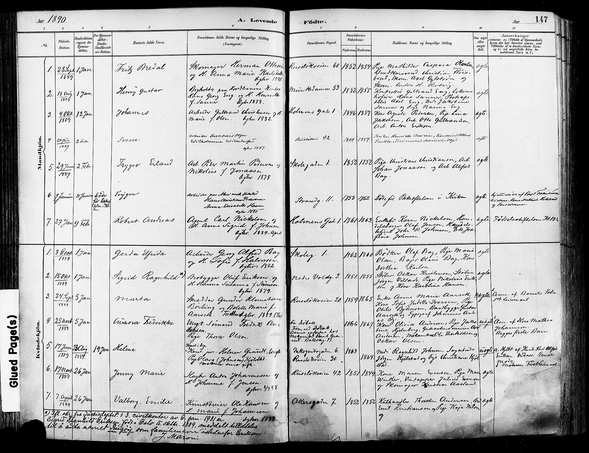 Johannes prestekontor Kirkebøker, SAO/A-10852/F/Fa/L0003: Parish register (official) no. 3, 1882-1896, p. 147