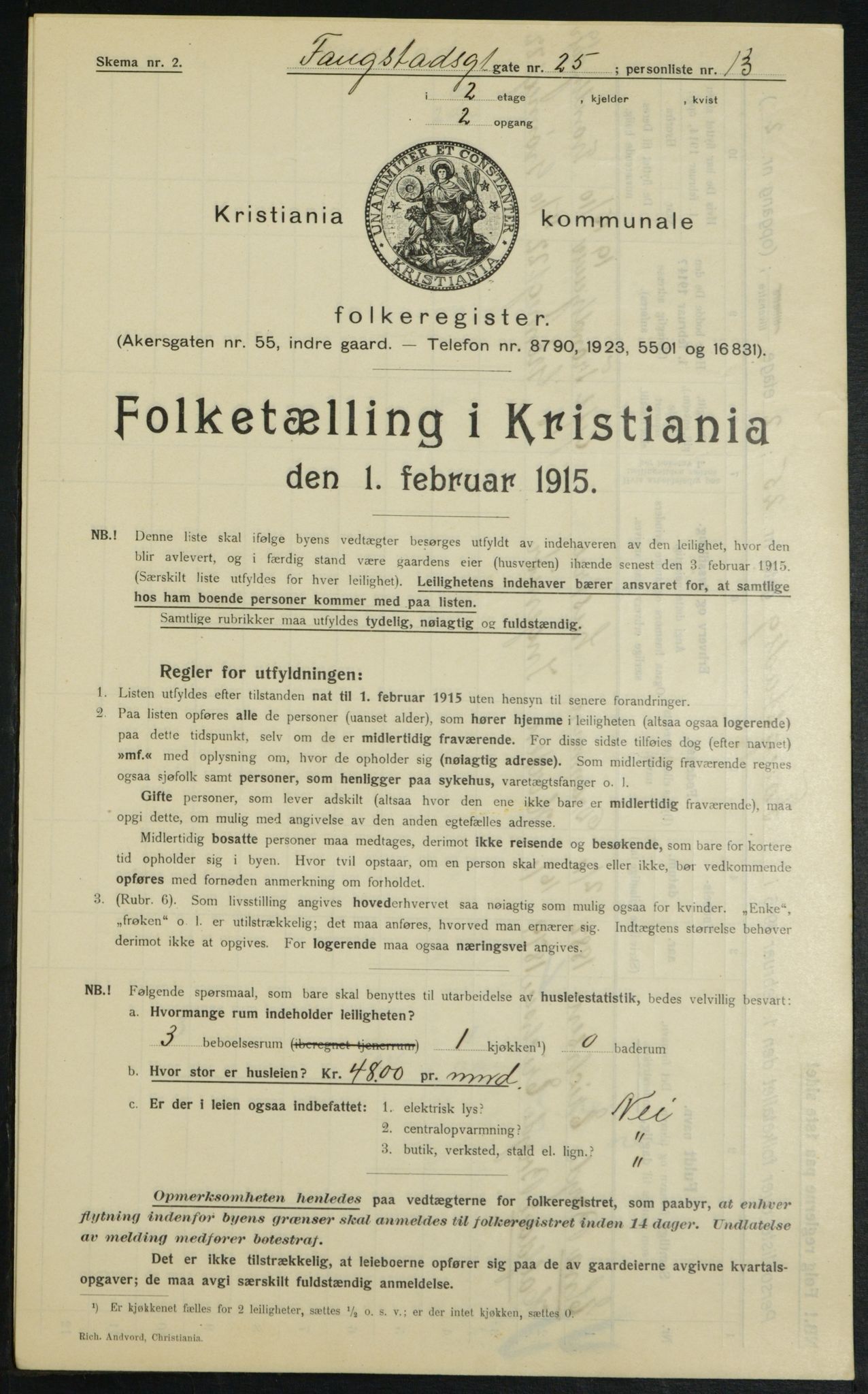 OBA, Municipal Census 1915 for Kristiania, 1915, p. 24915