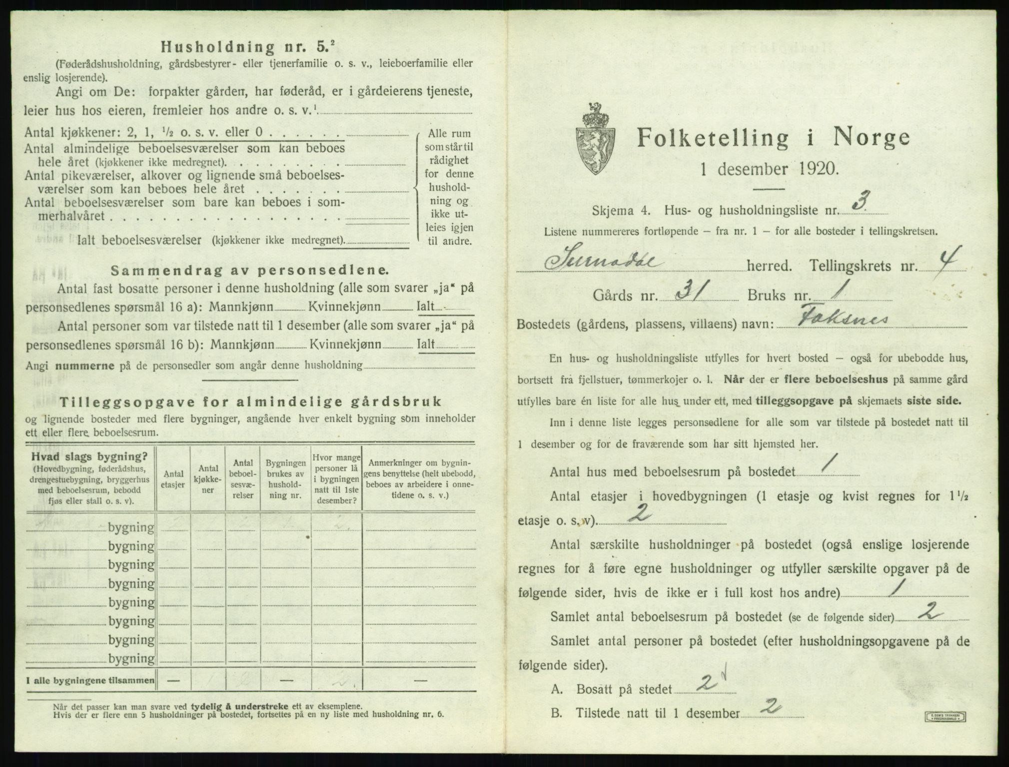 SAT, 1920 census for Surnadal, 1920, p. 397