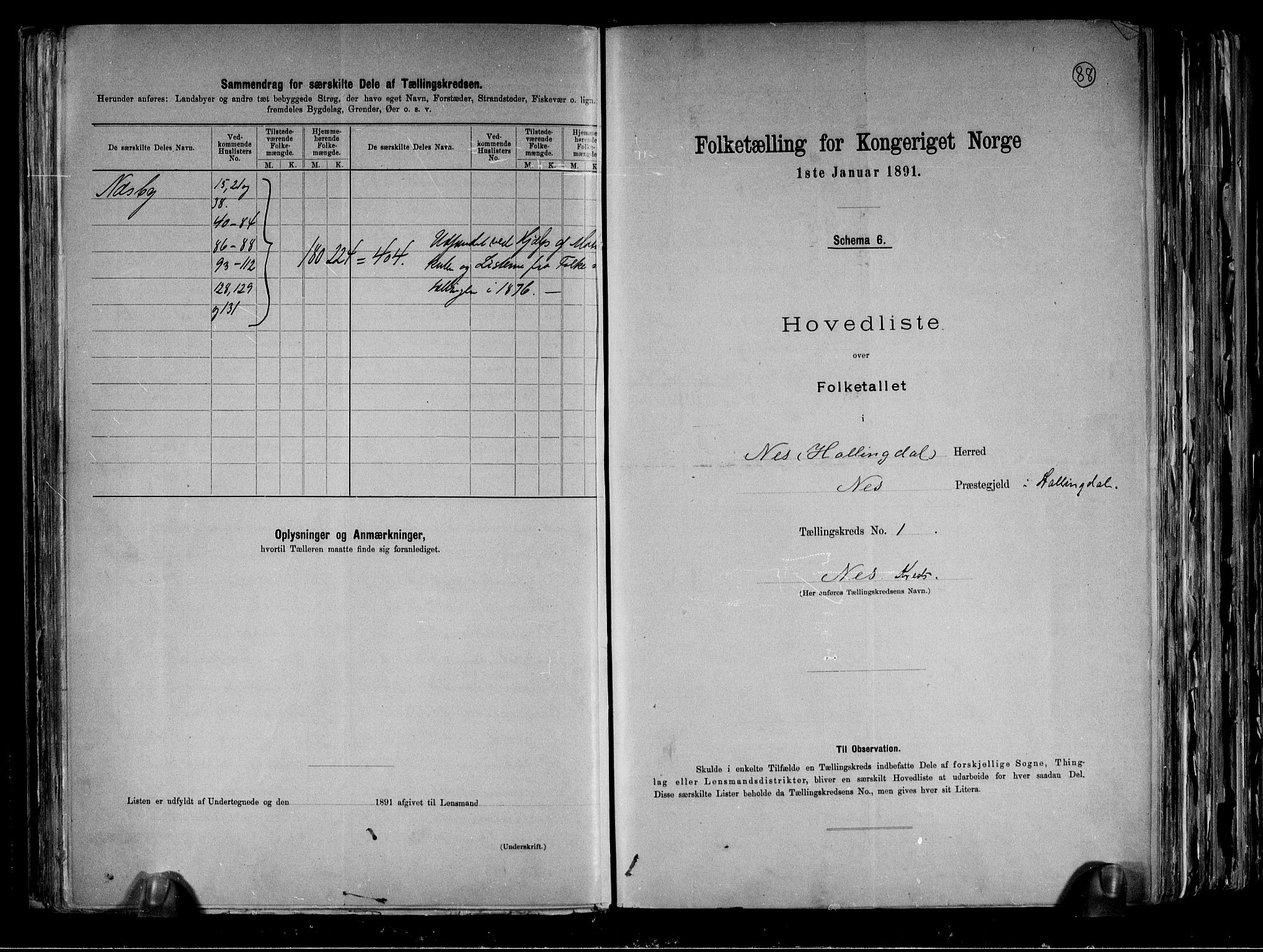 RA, 1891 census for 0616 Nes, 1891, p. 8