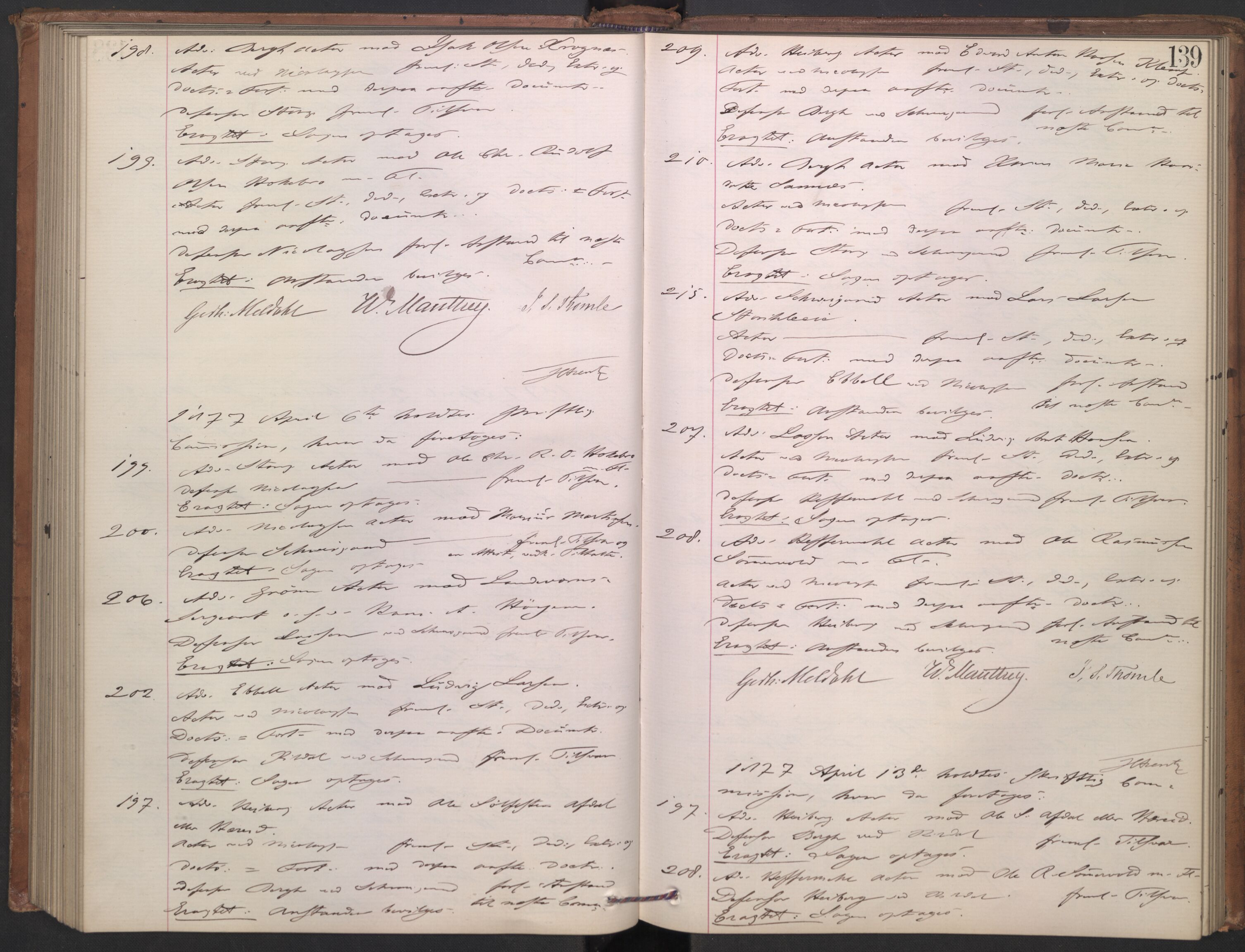 Høyesterett, AV/RA-S-1002/E/Ef/L0013: Protokoll over saker som gikk til skriftlig behandling, 1873-1879, p. 138b-139a