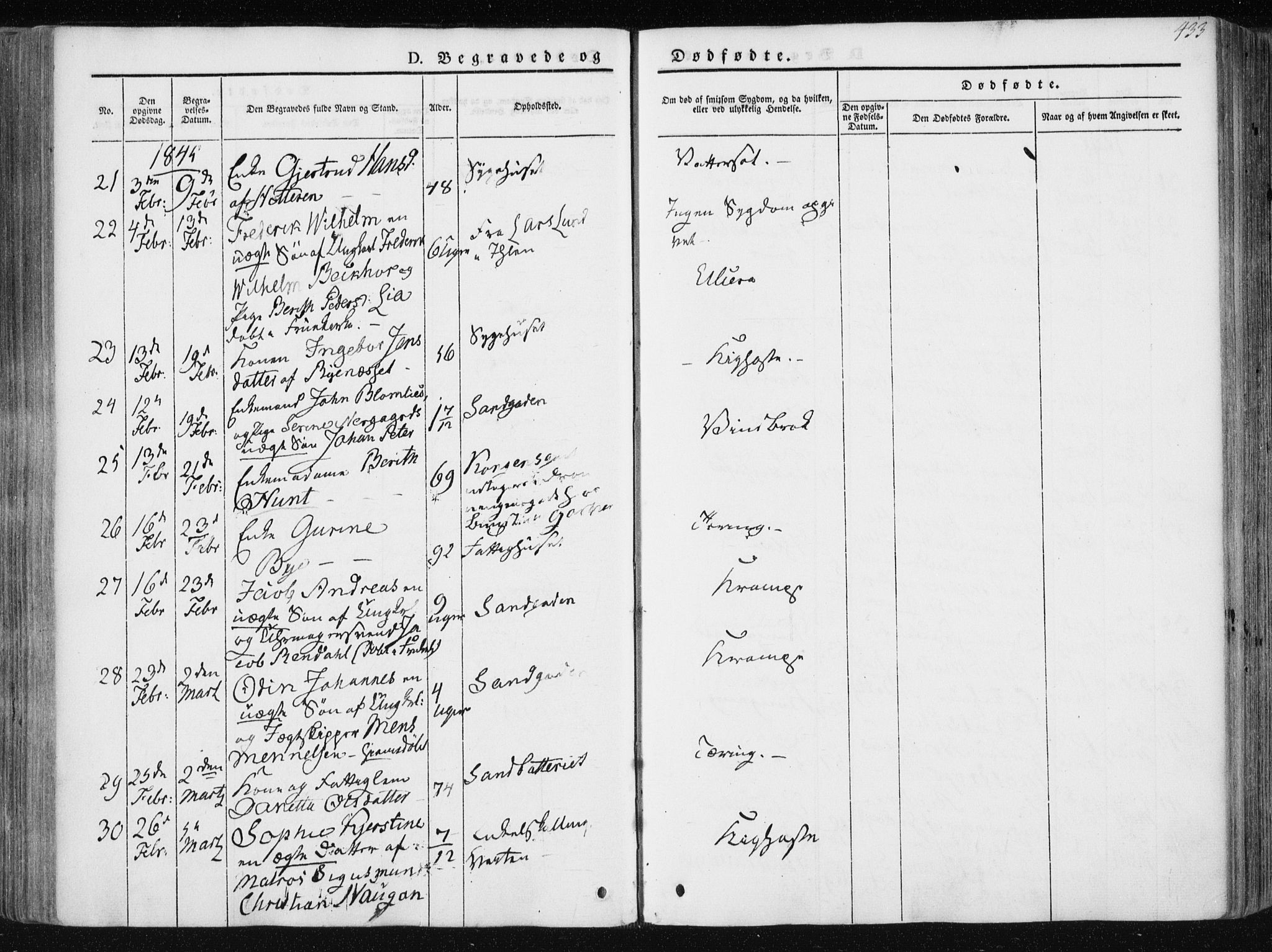 Ministerialprotokoller, klokkerbøker og fødselsregistre - Sør-Trøndelag, SAT/A-1456/601/L0049: Parish register (official) no. 601A17, 1839-1847, p. 433