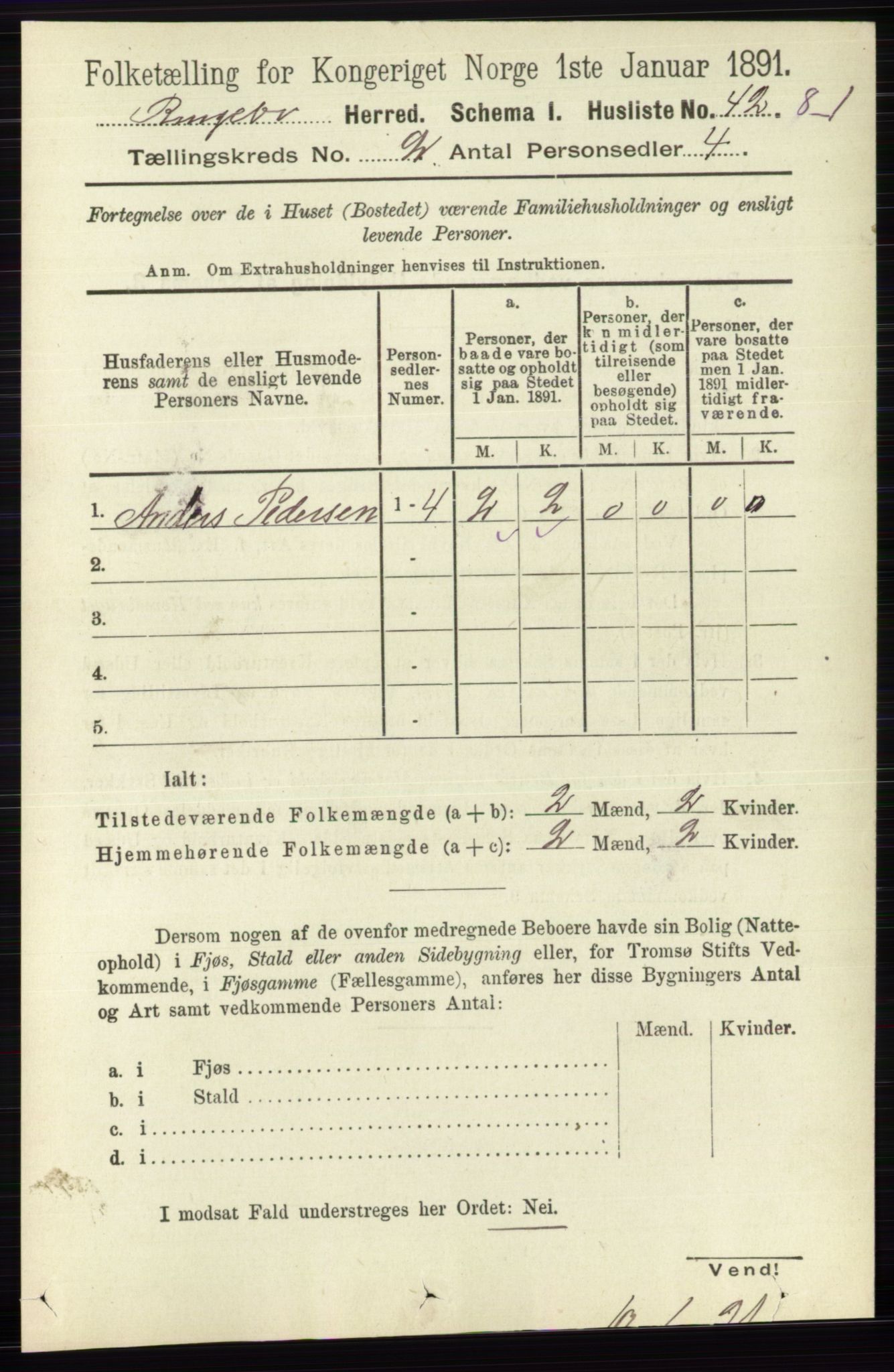 RA, 1891 census for 0520 Ringebu, 1891, p. 377