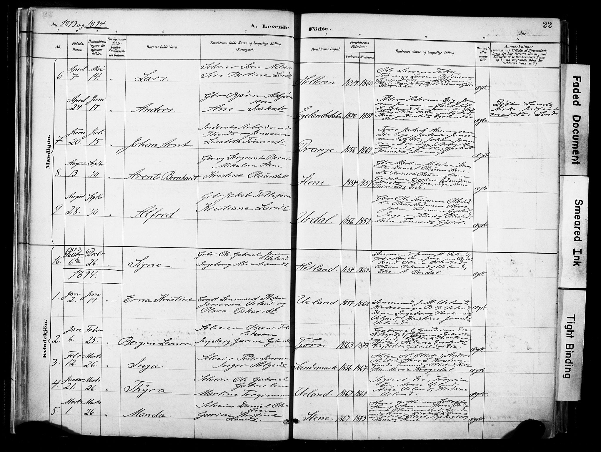 Lund sokneprestkontor, AV/SAST-A-101809/S06/L0012: Parish register (official) no. A 11, 1887-1921, p. 22