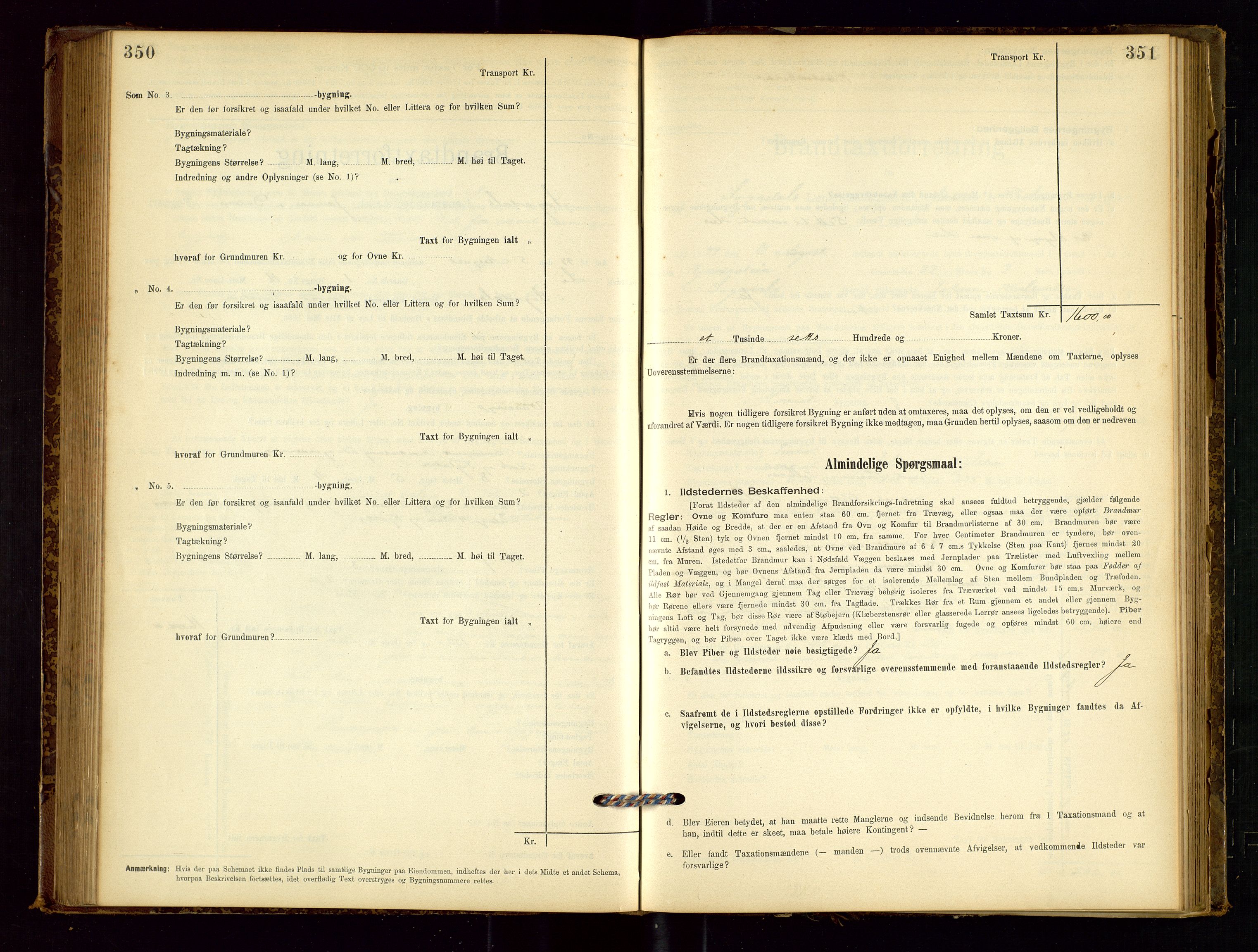 Sokndal lensmannskontor, AV/SAST-A-100417/Gob/L0001: "Brandtaxt-Protokol", 1895-1902, p. 350-351