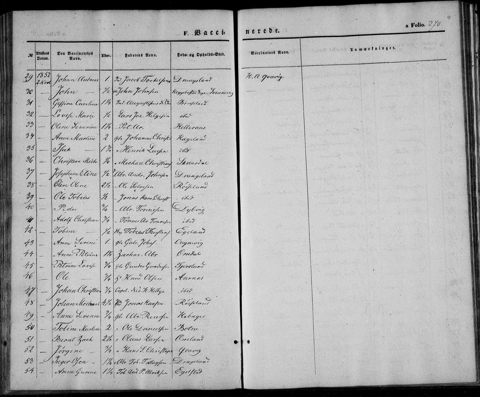 Lyngdal sokneprestkontor, SAK/1111-0029/F/Fa/Fac/L0009: Parish register (official) no. A 9, 1852-1864, p. 270