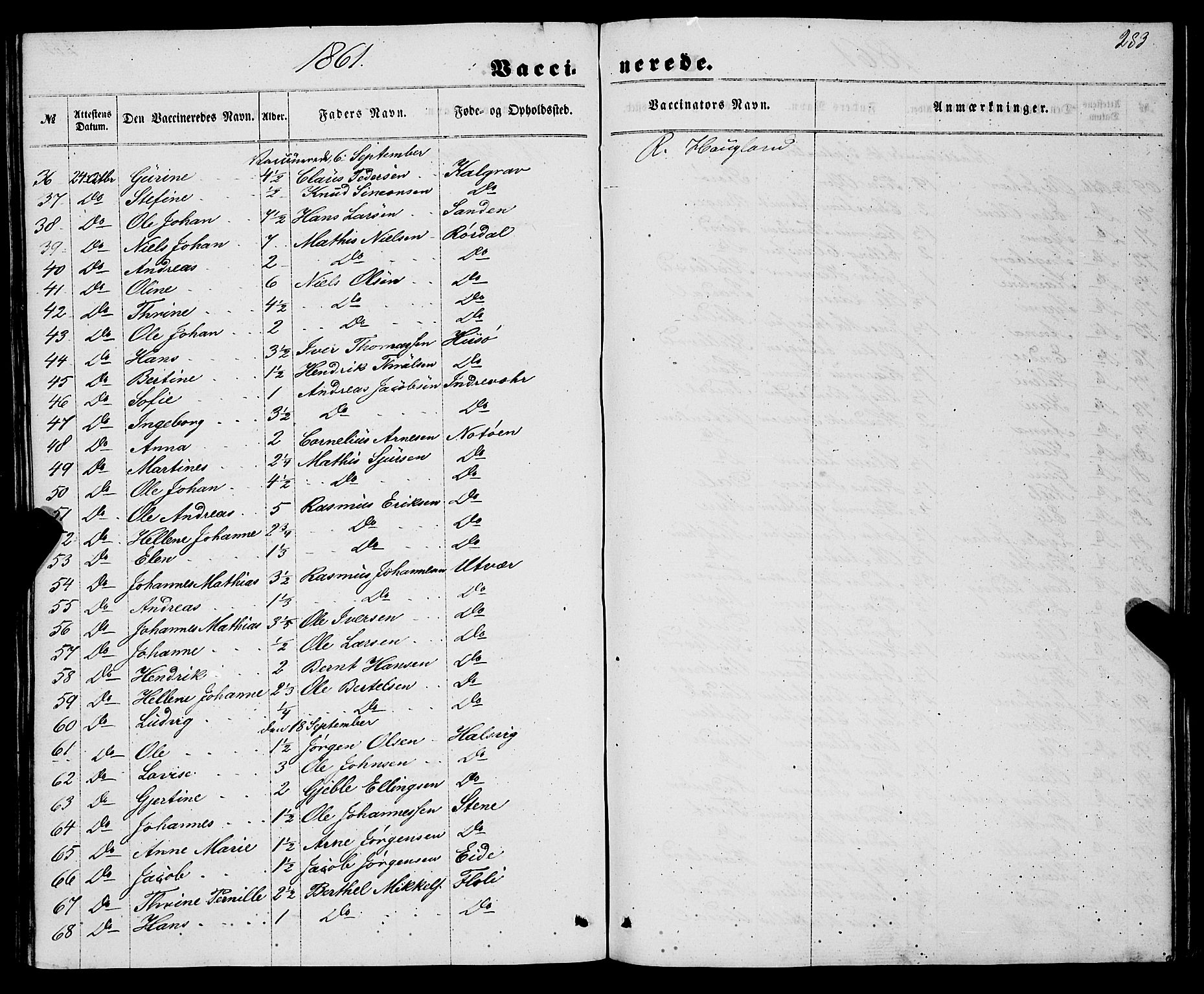 Gulen sokneprestembete, AV/SAB-A-80201/H/Haa/Haaa/L0022: Parish register (official) no. A 22, 1859-1869, p. 283
