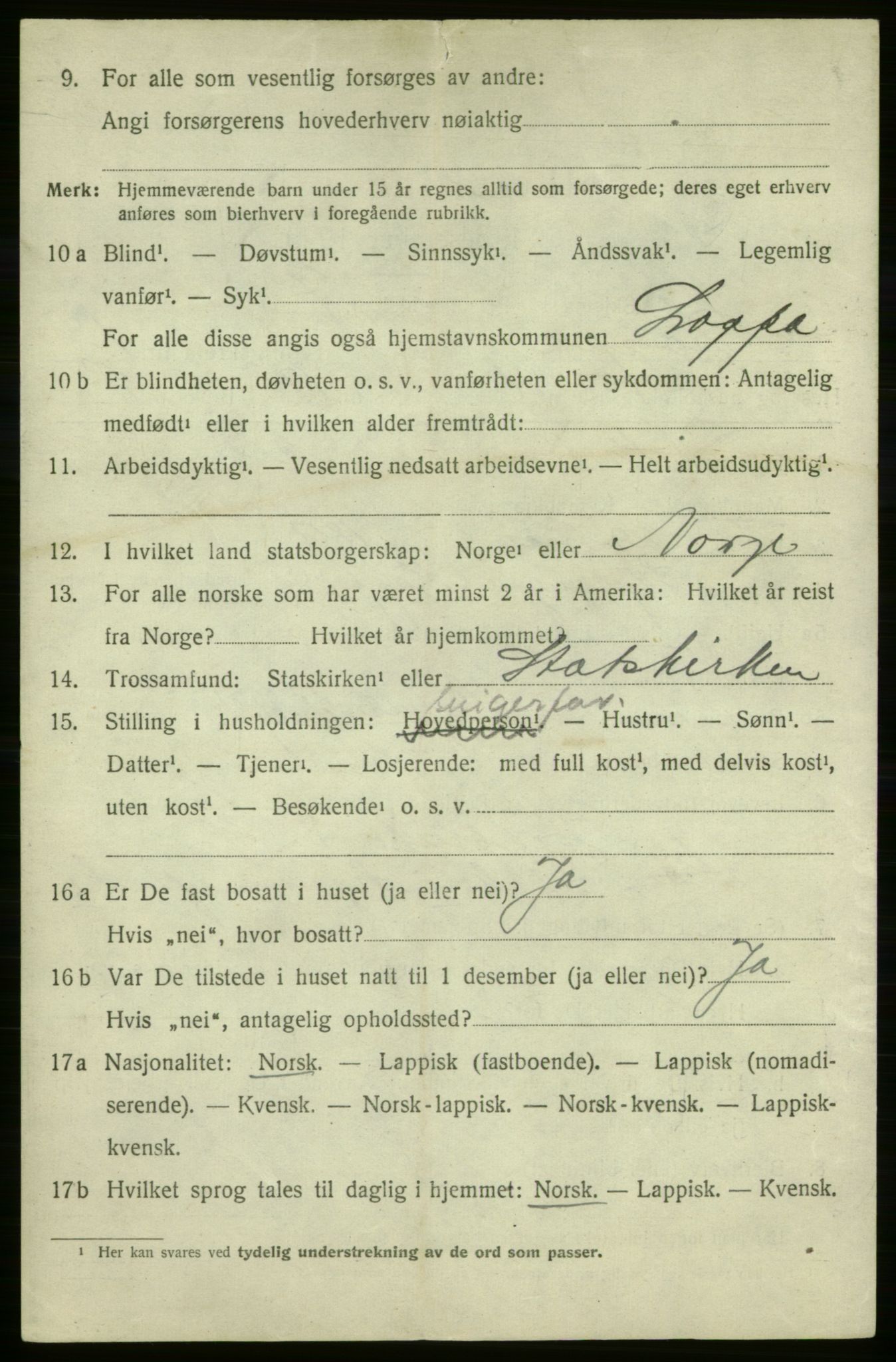 SATØ, 1920 census for Loppa, 1920, p. 635