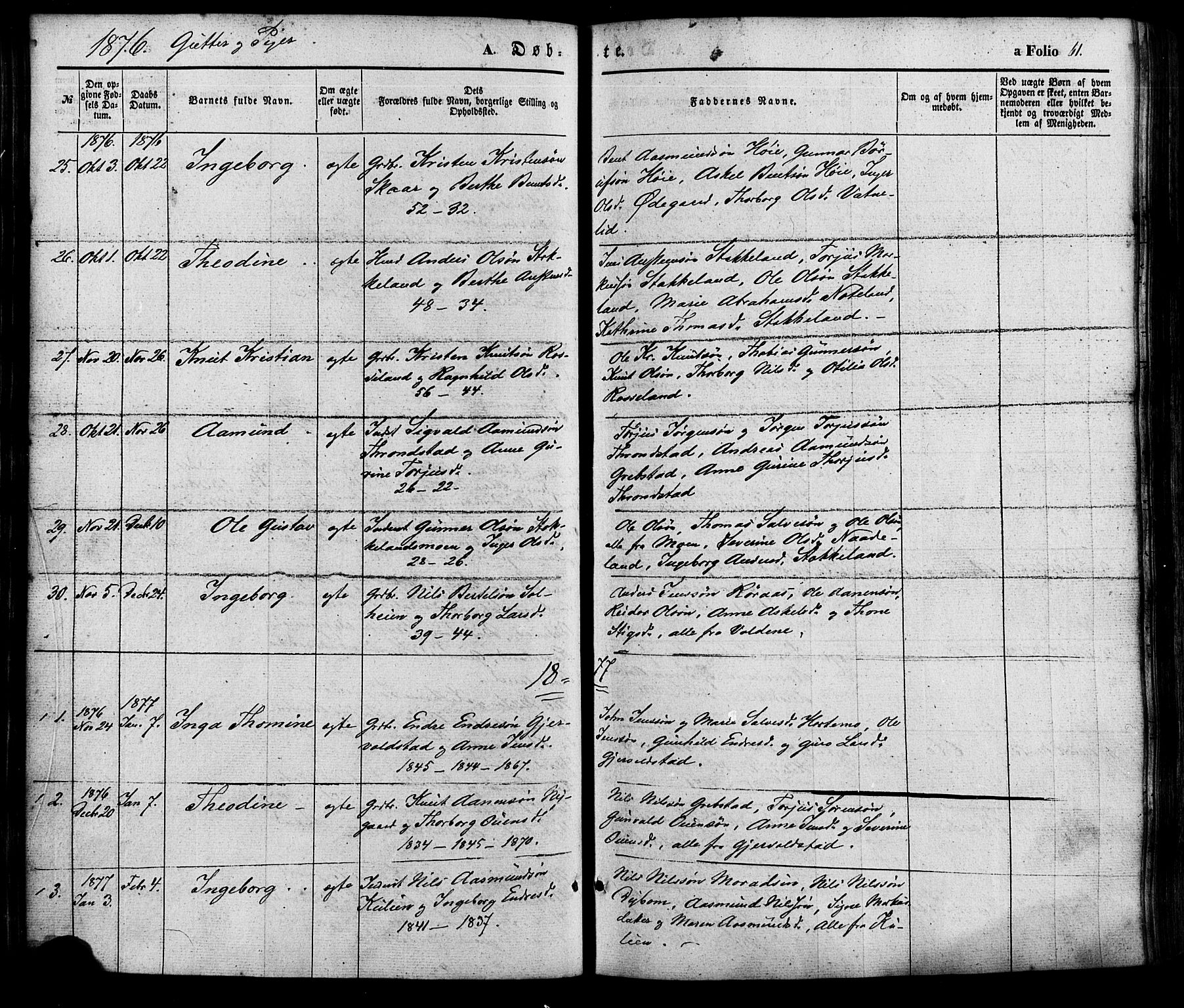 Søgne sokneprestkontor, SAK/1111-0037/F/Fa/Faa/L0002: Parish register (official) no. A 2, 1854-1882, p. 61