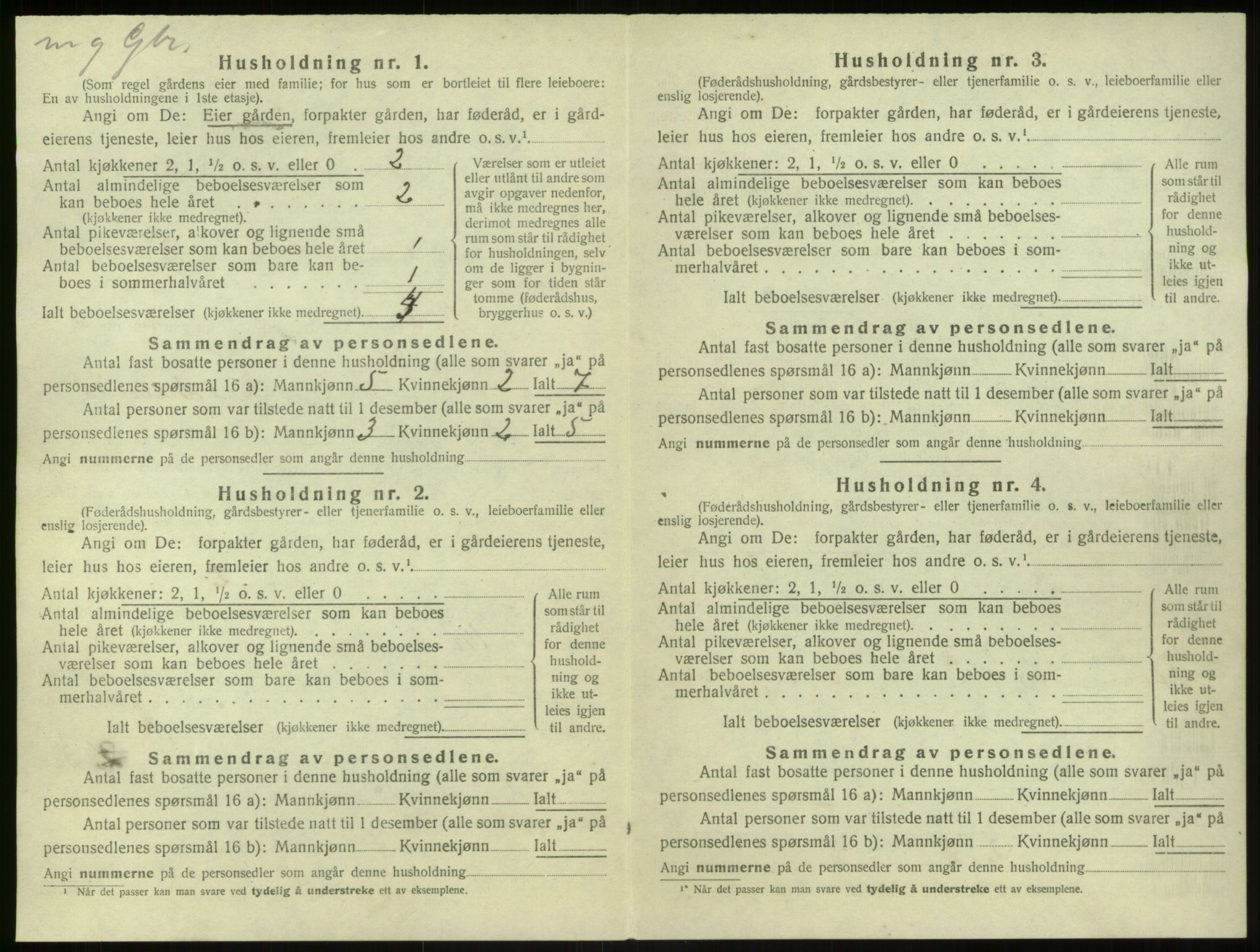 SAB, 1920 census for Modalen, 1920, p. 191