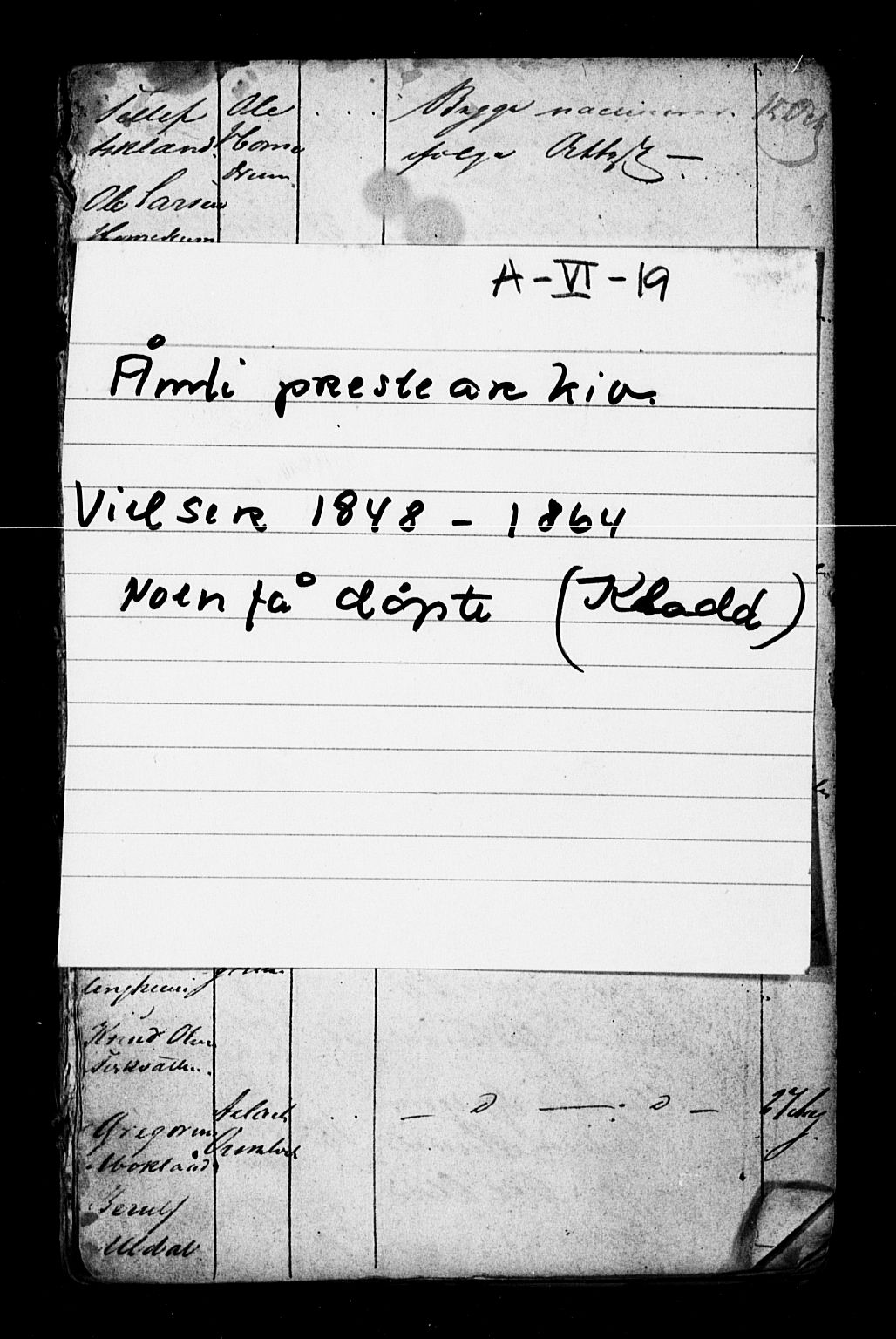 Åmli sokneprestkontor, SAK/1111-0050/F/Ff/L0001: Parish register draft no. A VI 19, 1848-1864