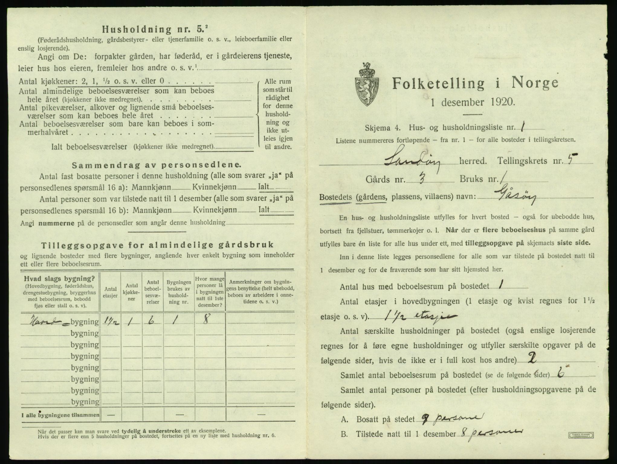 SAT, 1920 census for Sandøy, 1920, p. 242