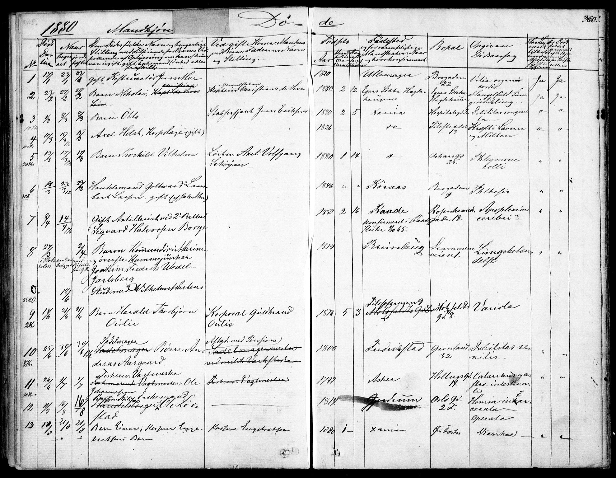 Garnisonsmenigheten Kirkebøker, SAO/A-10846/F/Fa/L0007: Parish register (official) no. 7, 1828-1881, p. 360