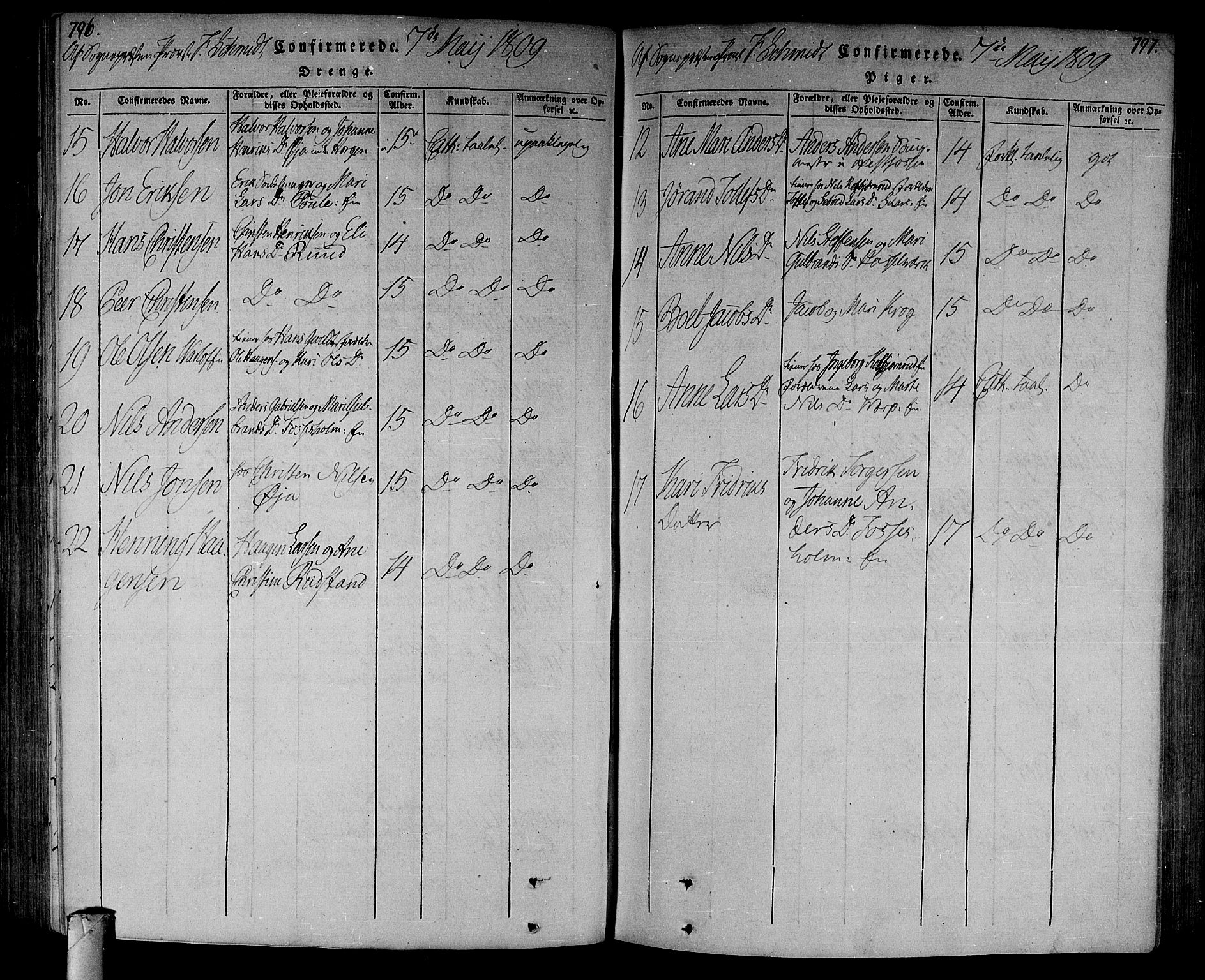 Eiker kirkebøker, AV/SAKO-A-4/F/Fa/L0010: Parish register (official) no. I 10, 1806-1815, p. 796-797