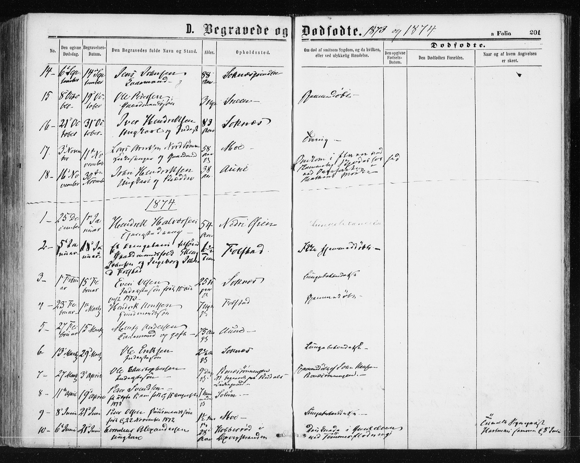 Ministerialprotokoller, klokkerbøker og fødselsregistre - Sør-Trøndelag, SAT/A-1456/687/L1001: Parish register (official) no. 687A07, 1863-1878, p. 201