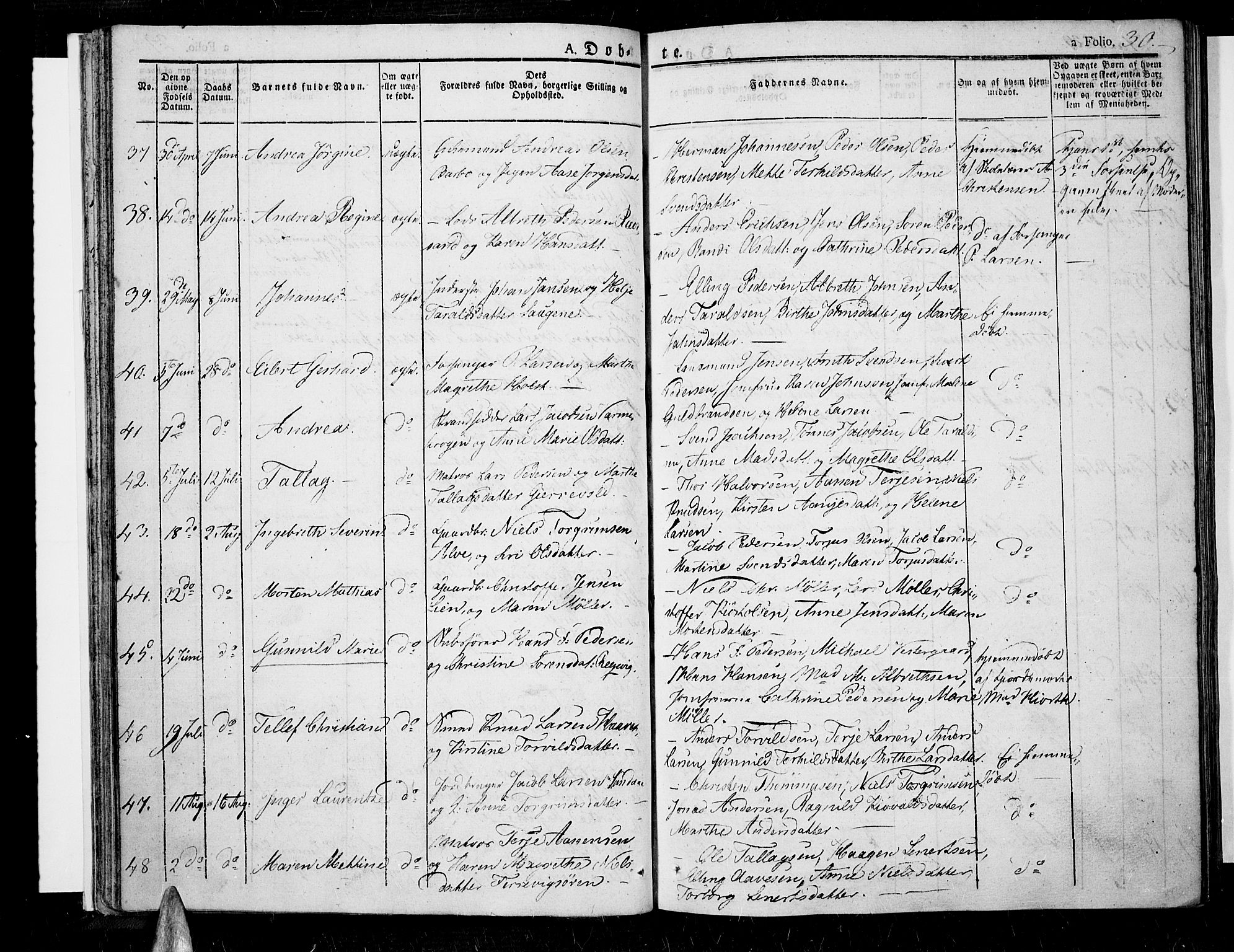 Tromøy sokneprestkontor, AV/SAK-1111-0041/F/Fa/L0003: Parish register (official) no. A 3, 1825-1837, p. 30